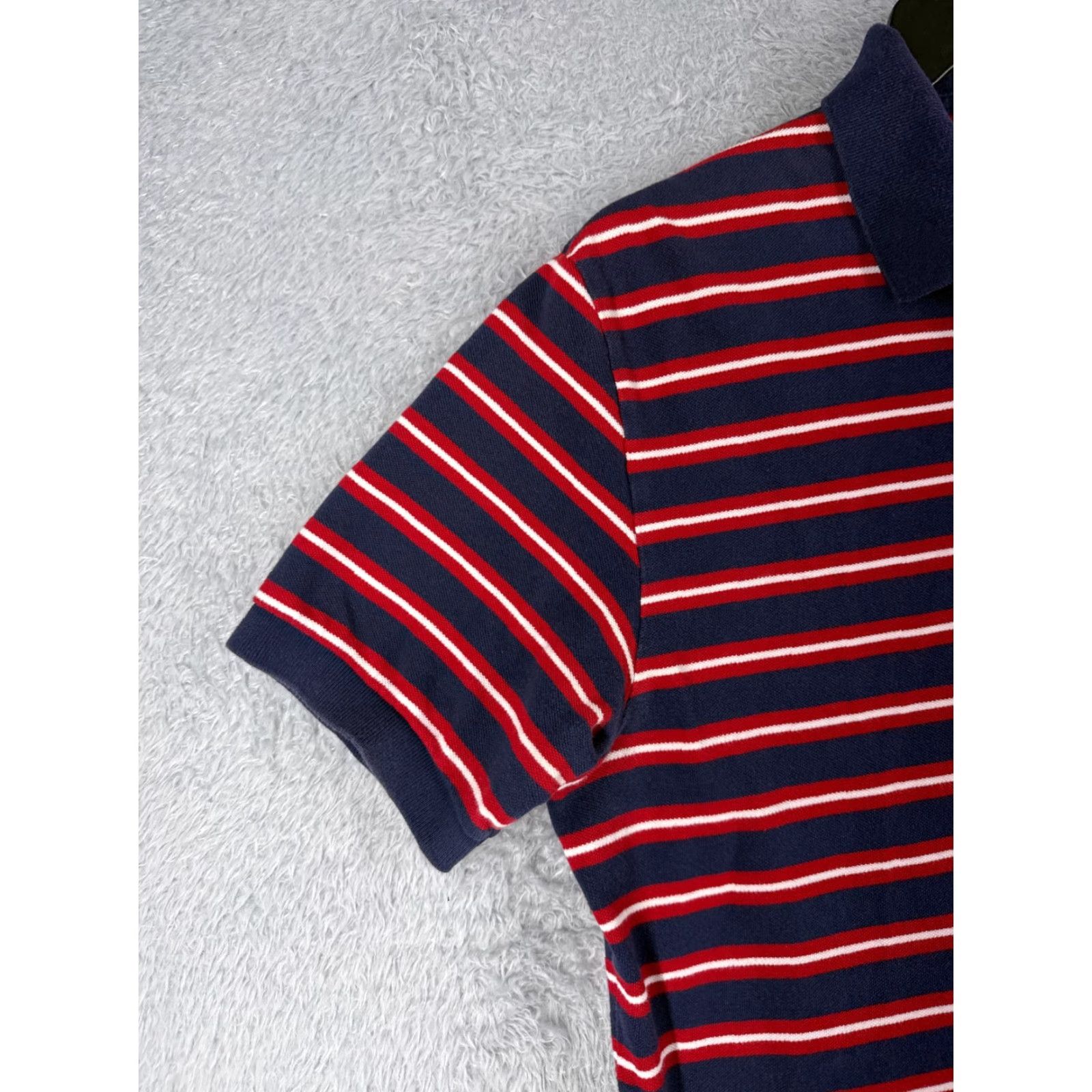 Ralph Lauren VINTAGE Ralph Lauren Polo Shirt Mens Large Red Blue Stripe 100% Cotton Knit Shirt Polo Closed-Ended? Size US L / EU 52-54 / 3 - 3 Thumbnail