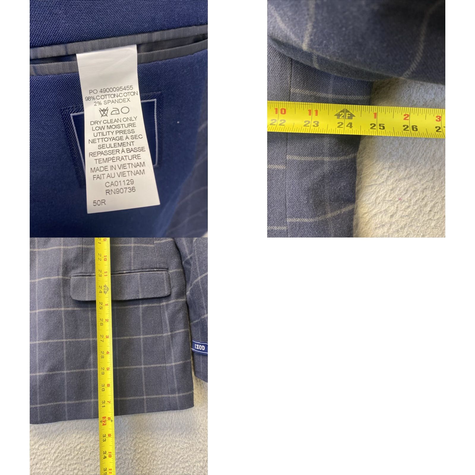 Izod IZOD Jacket Mens Navy Blue Sport 50R Regular Cotton Spandex Canvas Button Dry Clean Only Size US M / EU 48-50 / 2 - 8 Thumbnail