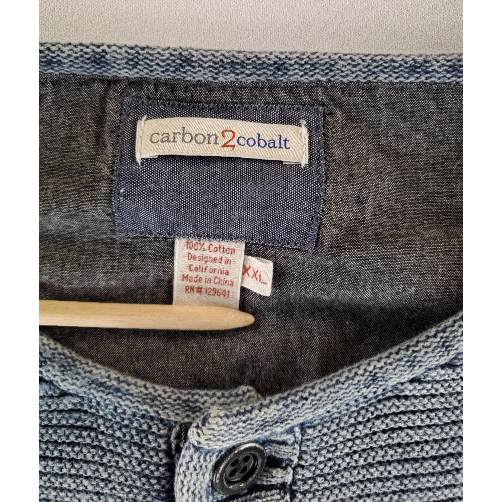 Carbon2Cobalt Carbon 2 Cobalt Waffle Knit Henley Pullover Heavyweight Sweater Blue Mens XXL Size US XXL / EU 58 / 5 - 2 Thumbnail