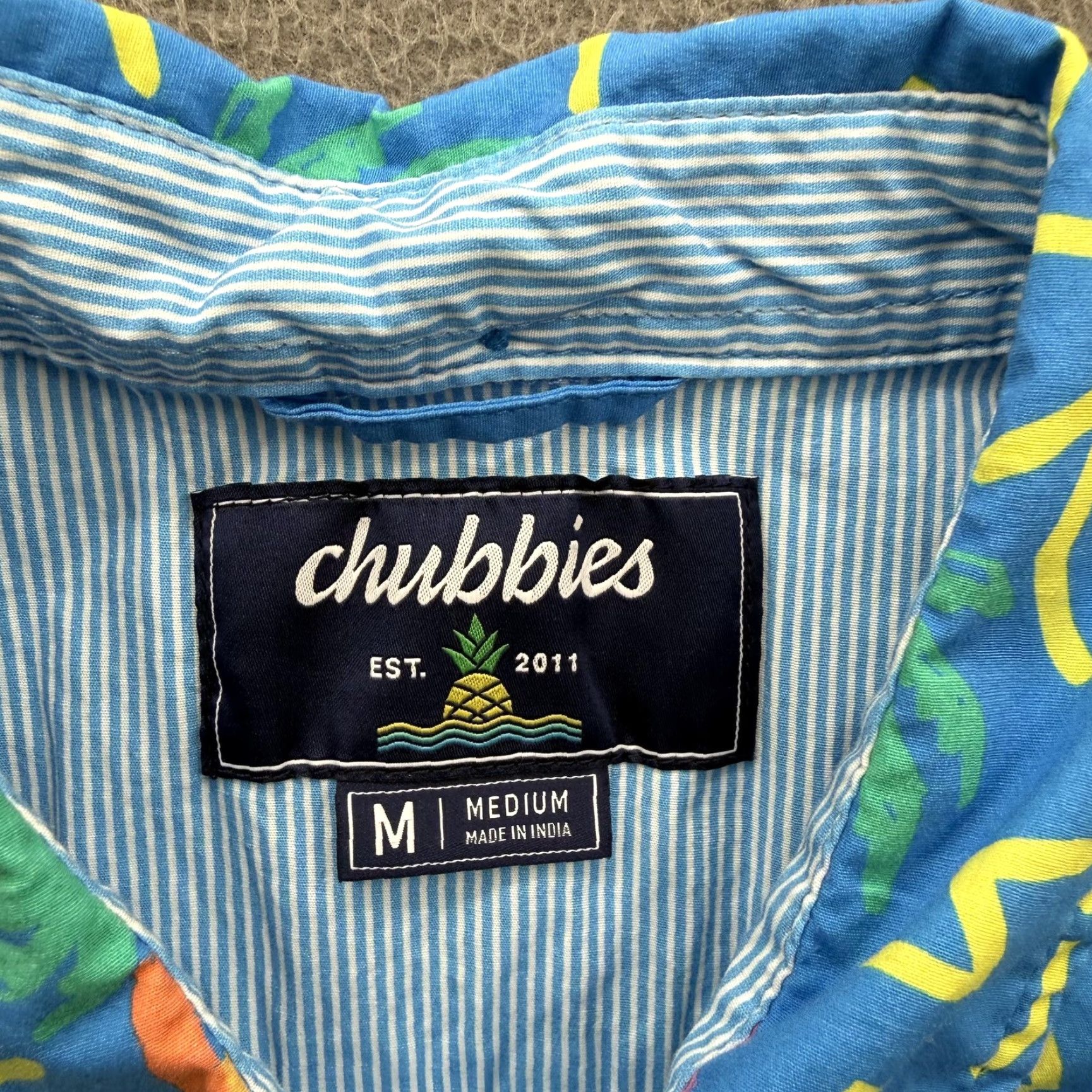 Chubbies Chubbies Shirt Mens M Blue Palm Tree Tropical Short Sleeve Button Up Size US M / EU 48-50 / 2 - 3 Thumbnail