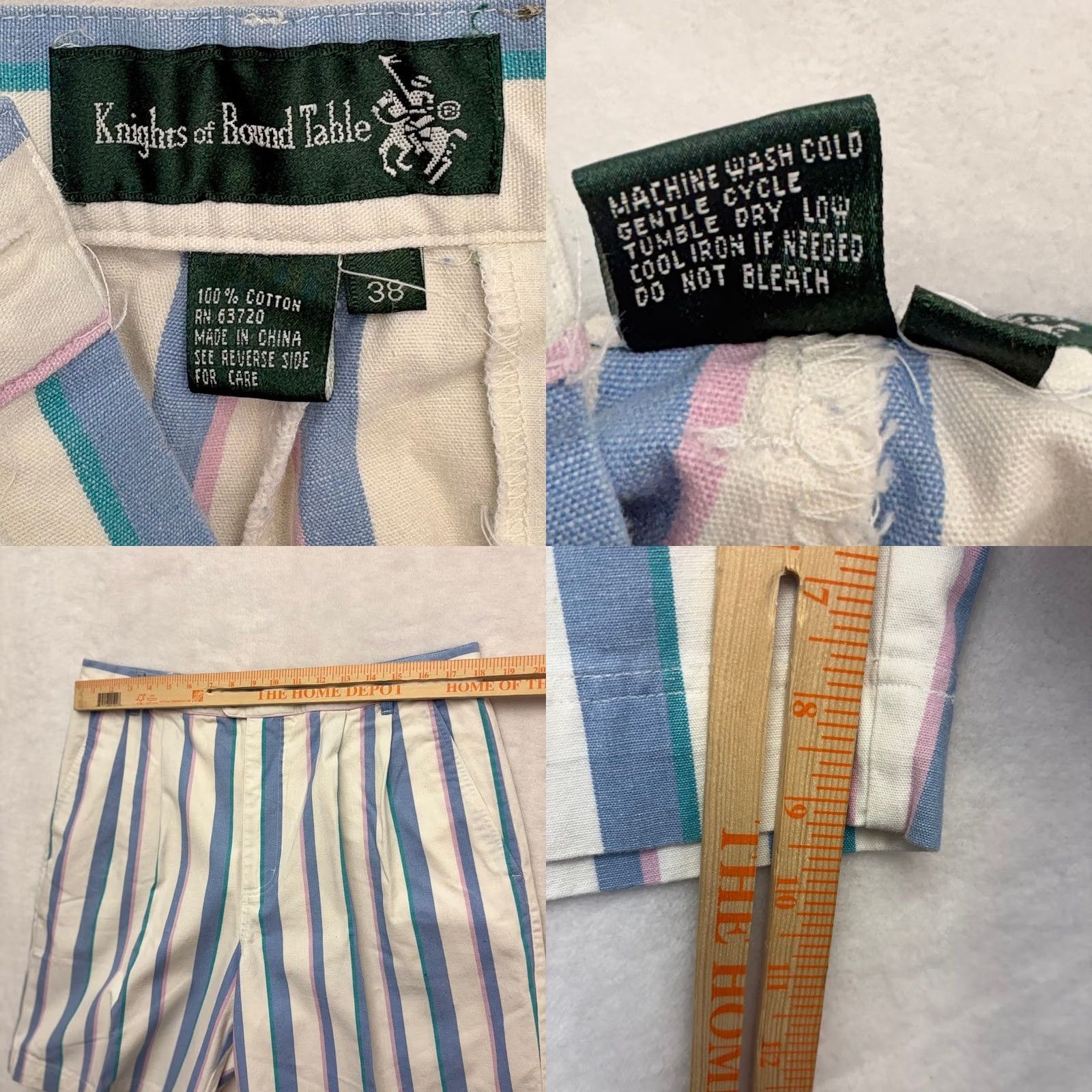 Vintage VINTAGE Knights of The Round Table Chino Shorts White Pleated Striped 38 Men Regular Cotton 90s Preppy Casual Travel Mens Size US 38 / EU 54 - 8 Thumbnail