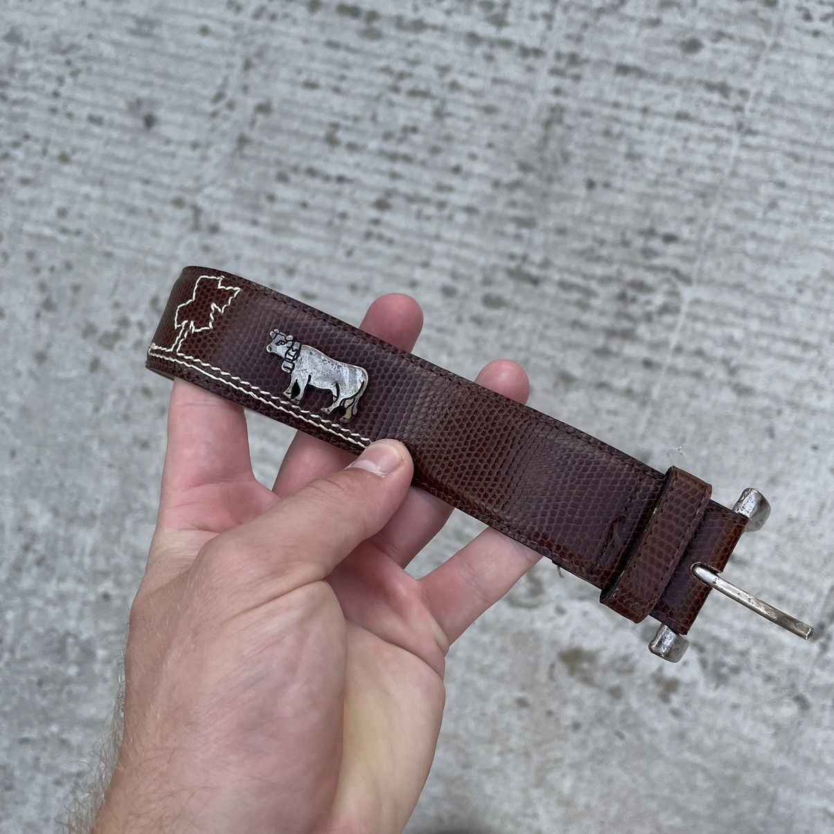 Vintage Vintage Belt Leather with Cow Japanese Style Y2K 90s Size ONE SIZE - 10 Thumbnail