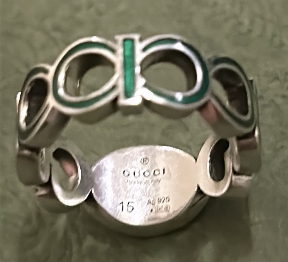 Gucci Gucci Unisex Sterling Silver Interlocking GG Logo Ring Size ONE SIZE - 5 Thumbnail