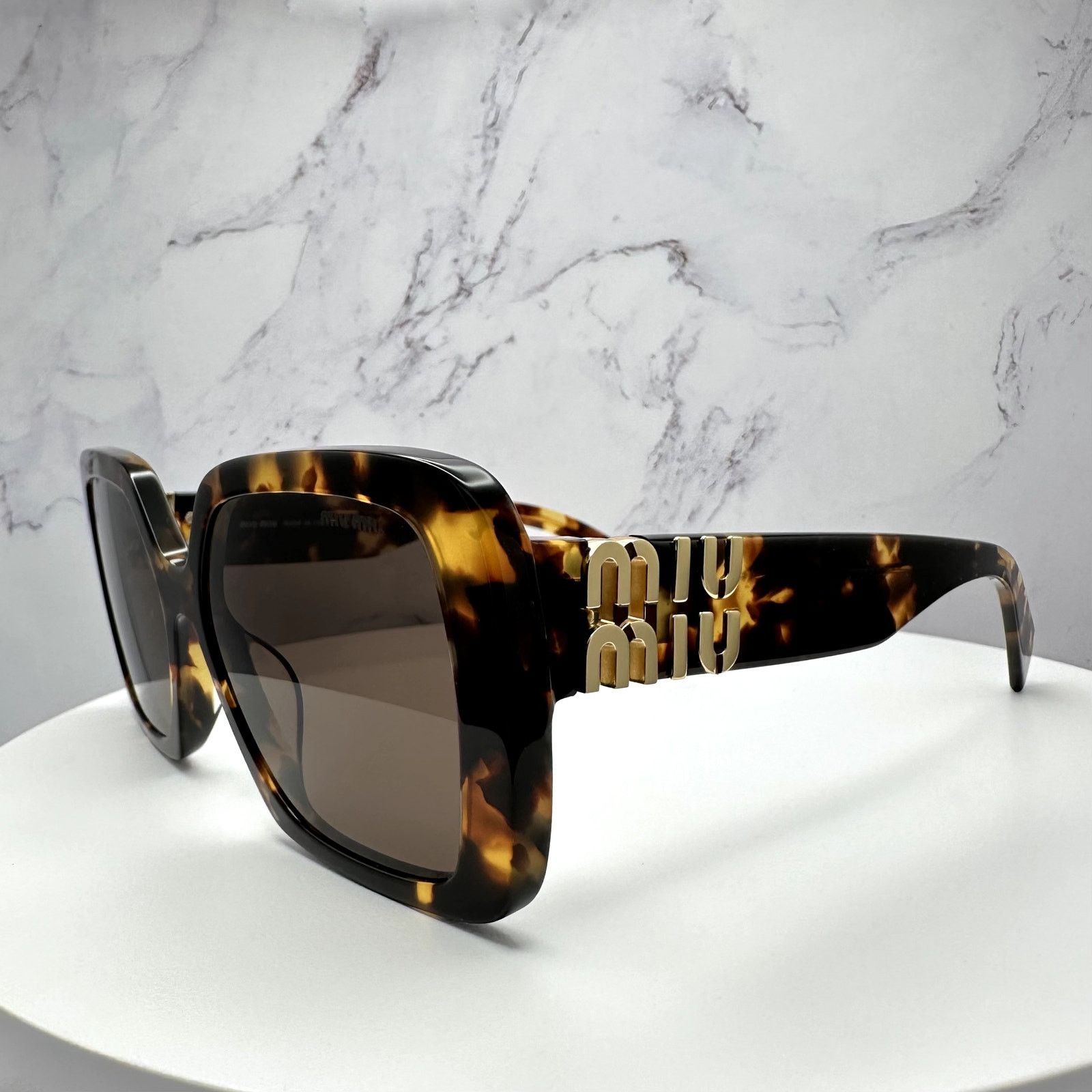 Miu Miu New MIU MIU Sunglasses Brown Square Gold Full Rim 56mm Size ONE SIZE - 5 Thumbnail