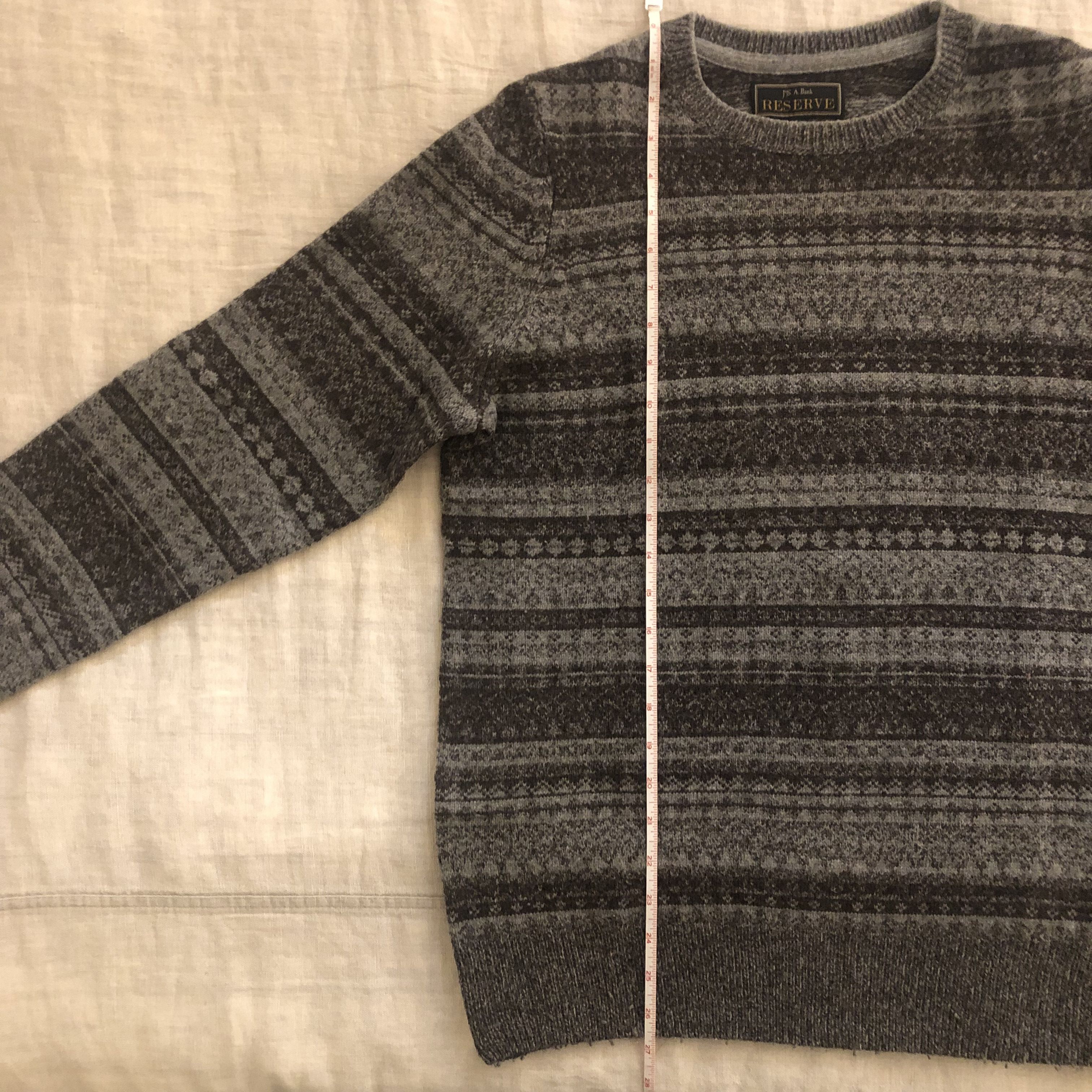 Jos. A. Bank Jos. A. Bank Reserve Gray/Brown Crewneck Sweater - Size M Size US M / EU 48-50 / 2 - 6 Thumbnail