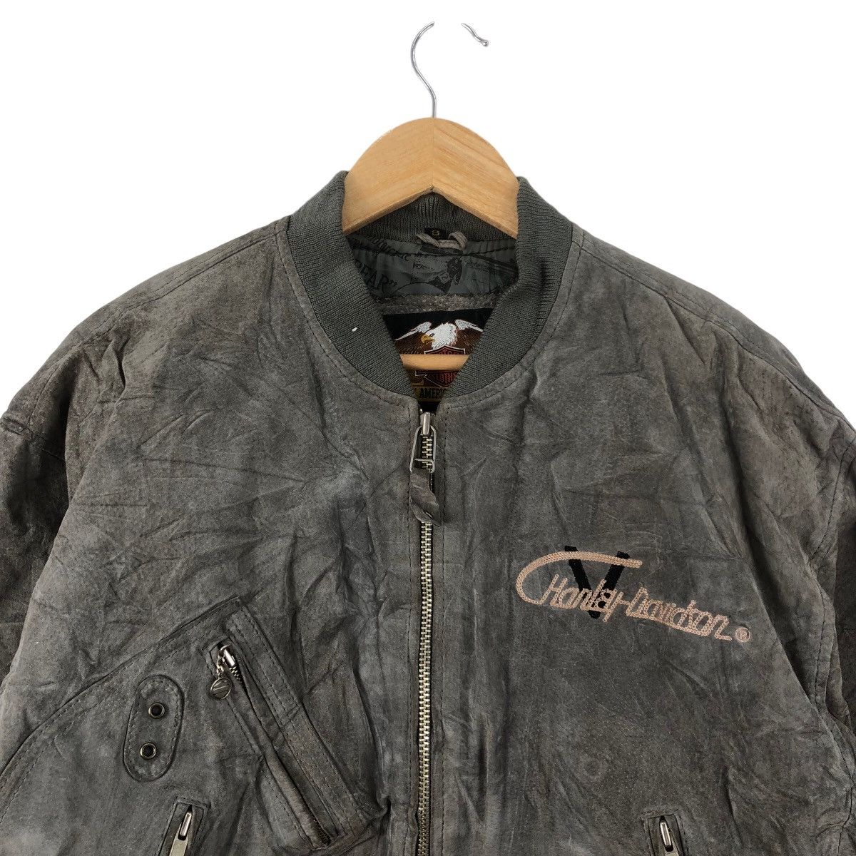 Harley Davidson Vintage 80s Harley Davidson V-Twin Power Leather Jacket Grey Size US M / EU 48-50 / 2 - 2 Thumbnail