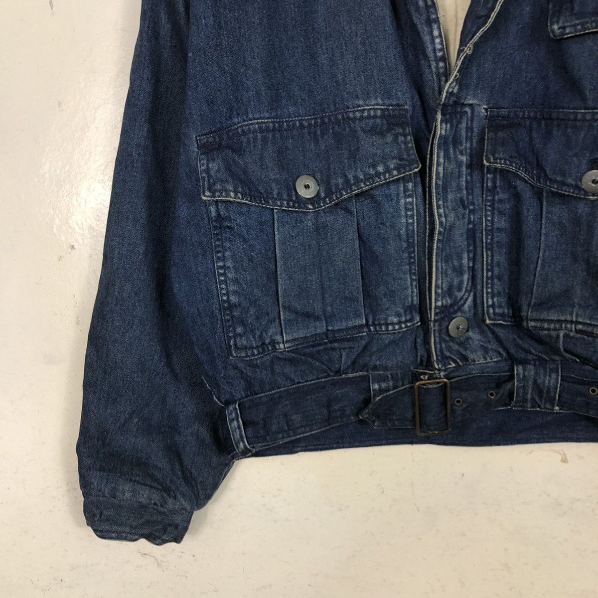 Issey Miyake 📌Vintage Denim Bomber Jacket Pezzo Bondage Blanket Size US M / EU 48-50 / 2 - 6 Thumbnail