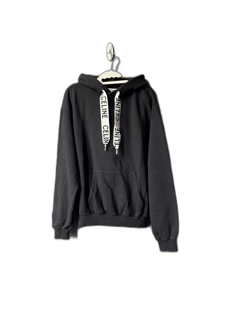 Celine Celine Black Drawstring Letter Hoodie Size US XS / EU 42 / 0 - 1 Thumbnail