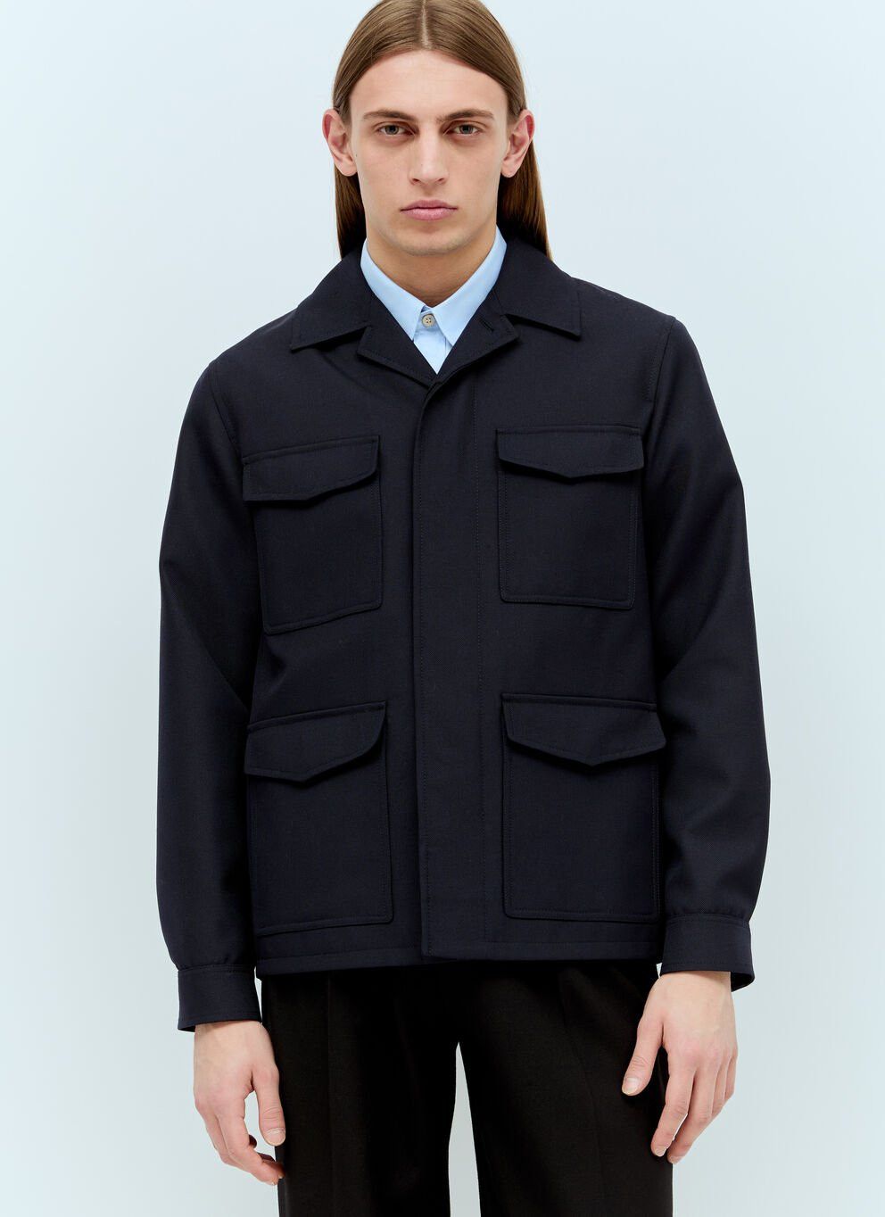 image of Gucci Wool-Blend Twill Jacket in Navy, Men's (Size Large)