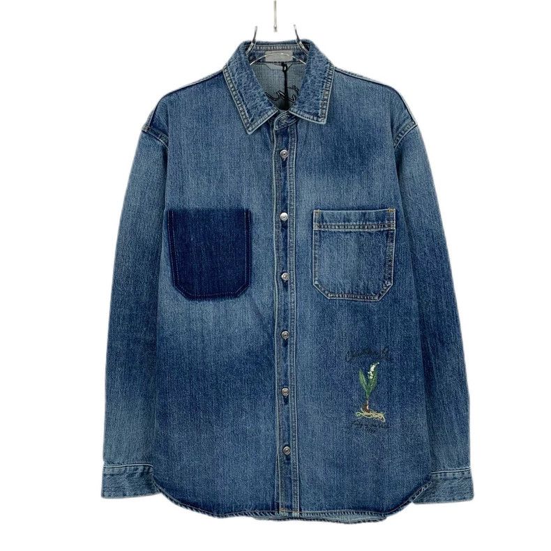 Dior Blue Cotton Embroidered Long Sleeve Shirt-dmc Size US M / EU 48-50 / 2 - 1 Thumbnail