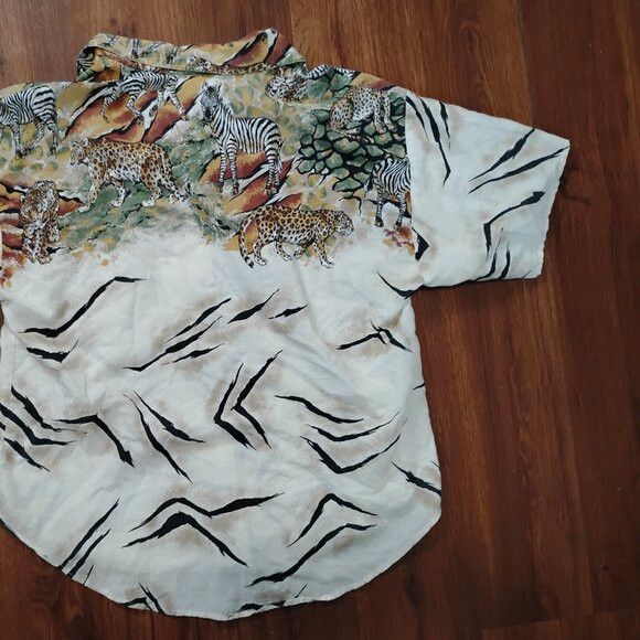 Other Vintage Caribou New York Zebra Lion Leopard Button Shirt Size L / US 10 / IT 46 - 7 Thumbnail