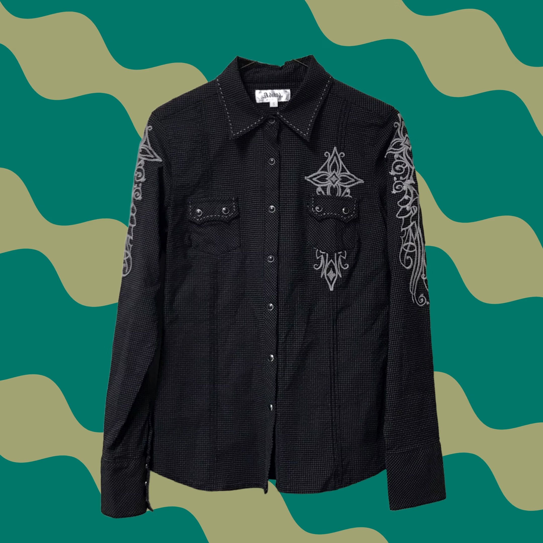 Vintage VINTAGE Adiktd Women Black Grid Check Western Embroidered Button-Up Long Sleeve Shirt S Size S / US 4 / IT 40 - 1 Thumbnail