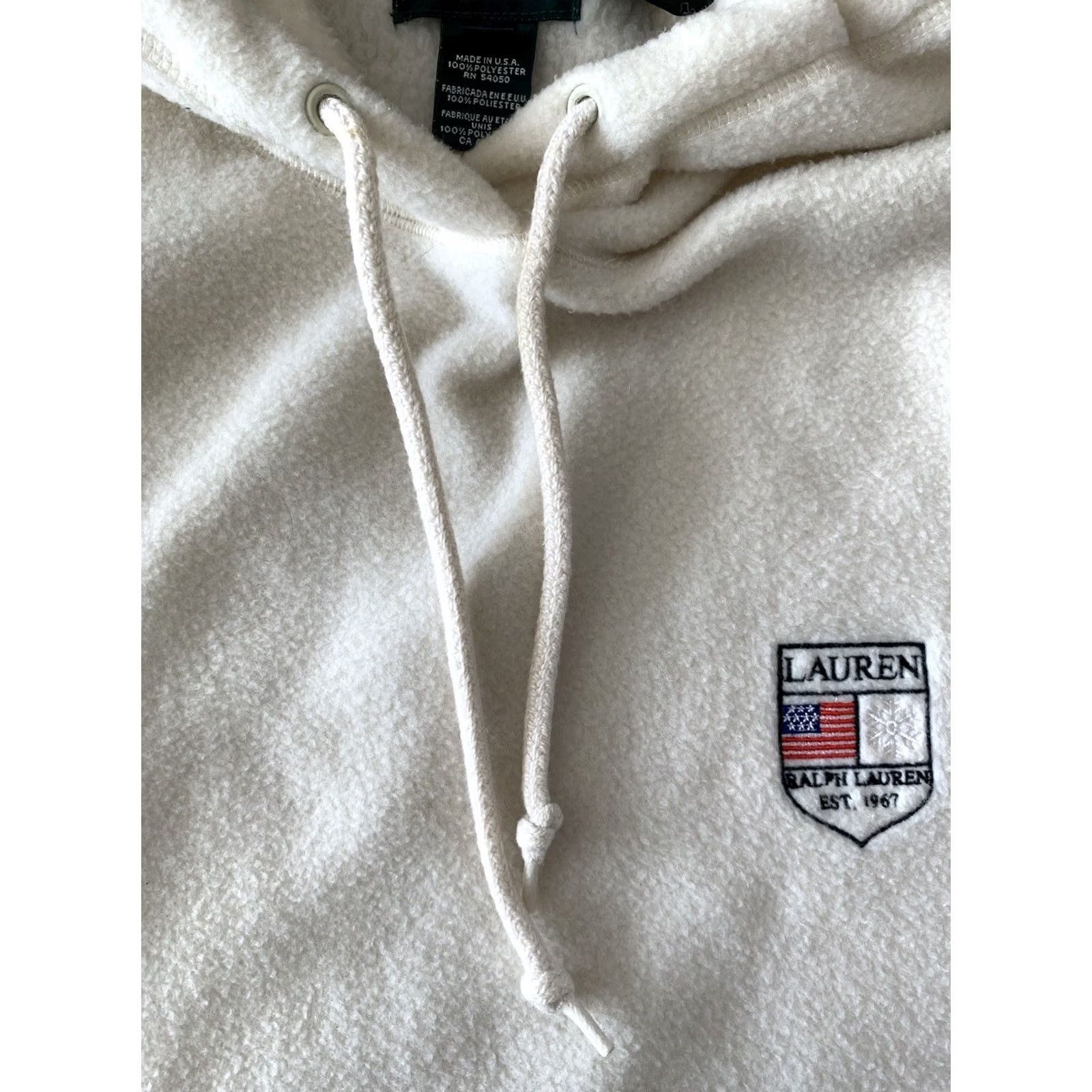 Ralph Lauren VINTAGE Ralph Lauren Pile Fleece Hoodie Pullover Size M Ivory Logo Embroidered Men Hoodie 90s USA Size US M / EU 48-50 / 2 - 5 Thumbnail