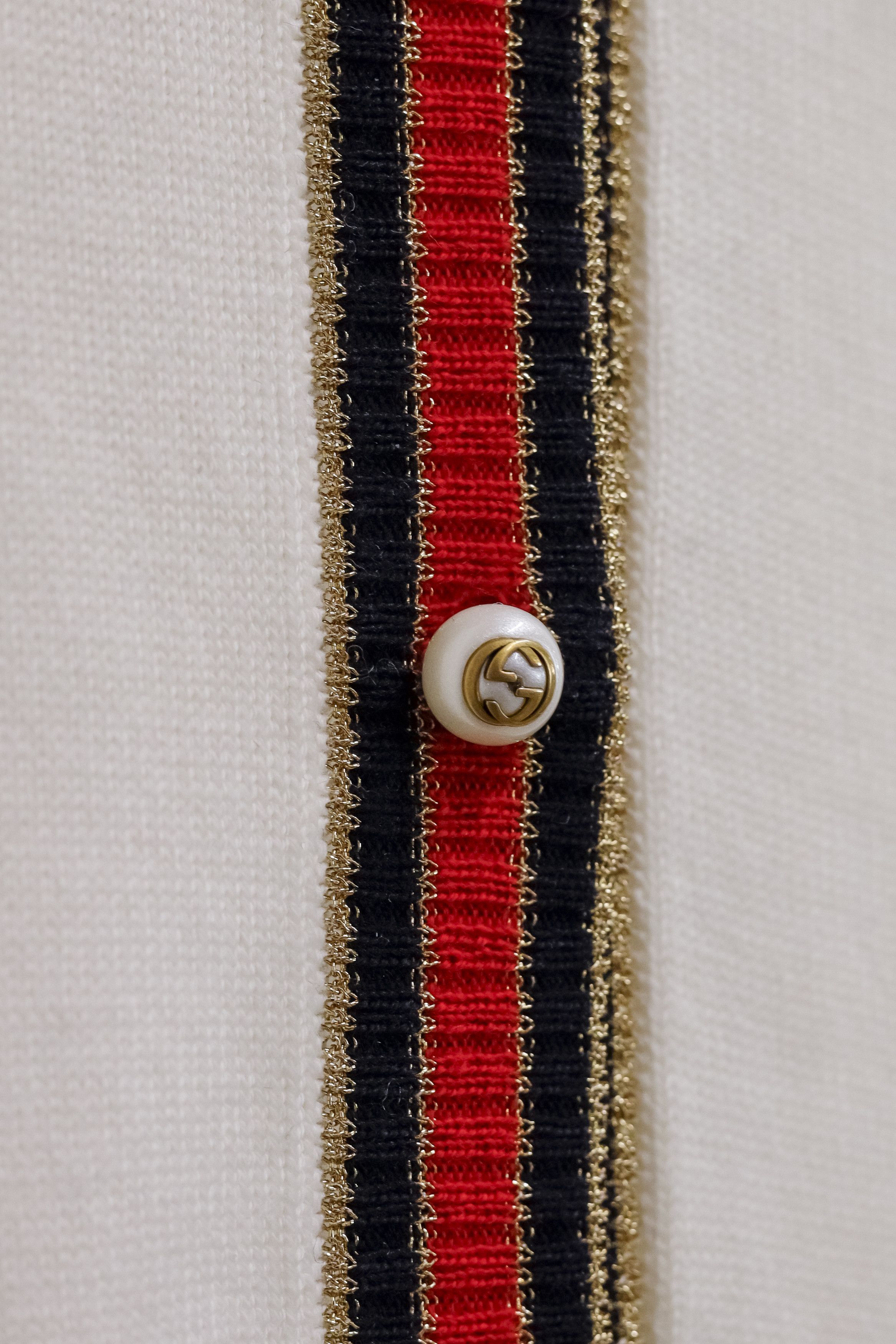 Gucci Cream Knit Pearl Cardigan