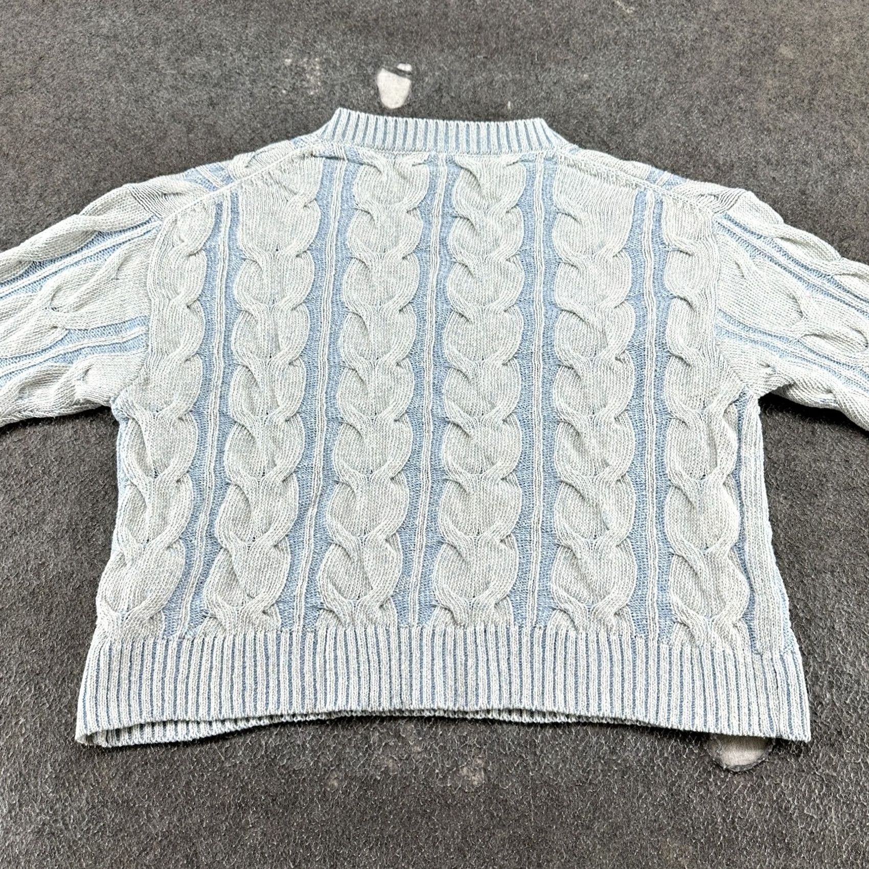Free People Free People Sweater Shirt Womens Small Blue V-Neck Cable-Knit Pullover Wool Cotton Acrylic Washed 90s Vintage No Size S / US 4 / IT 40 - 6 Thumbnail