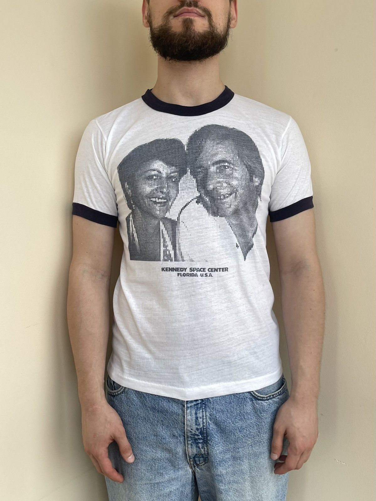 NASA Kennedy Space Center Graphic Print Ringer Tee Springfoot 70s Size US M / EU 48-50 / 2 - 3 Thumbnail