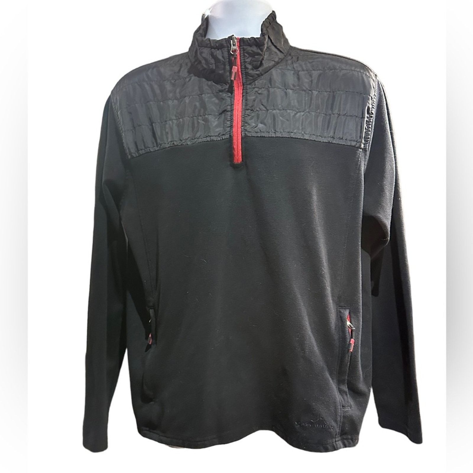 Eddie Bauer Eddie Bauer Black with Red Quarter Zip Up Pullover Large Size US L / EU 52-54 / 3 - 1 Thumbnail