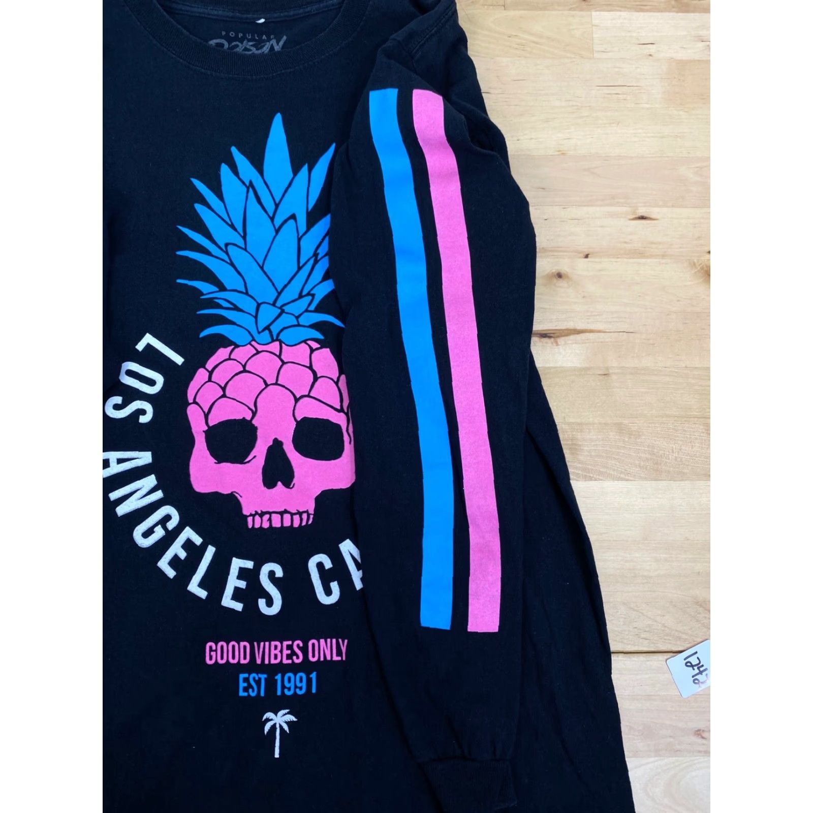 Vintage Poison Mens Black Long Sleeve T-Shirt Size M Skull Pineapple Good Vibes Only 1242 Size US M / EU 48-50 / 2 - 8 Thumbnail