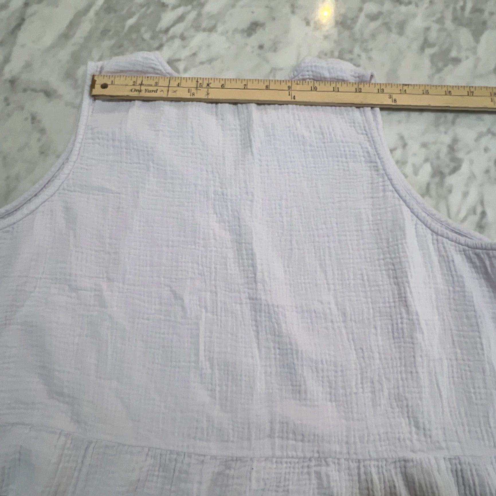 Vintage Side Stitch Dress 2X White Sleeveless Plush Crinkle Gauze Tiered A-Line Women Long Spring Summer Size XXL / US 16-18 / IT 52-54 - 6 Thumbnail