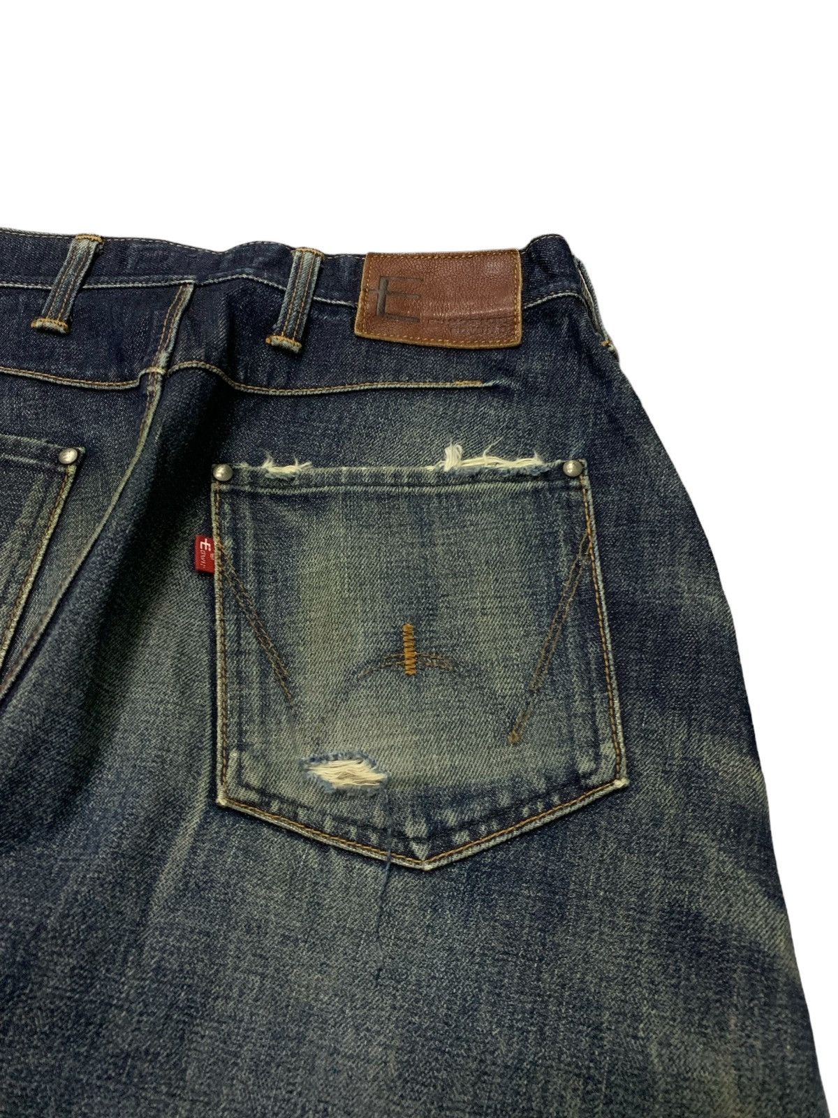 Edwin × Hysteric Glamour Vintage Edwin E Function Curved Leg Distressed Jeans Size US 30 / EU 46 - 14 Thumbnail