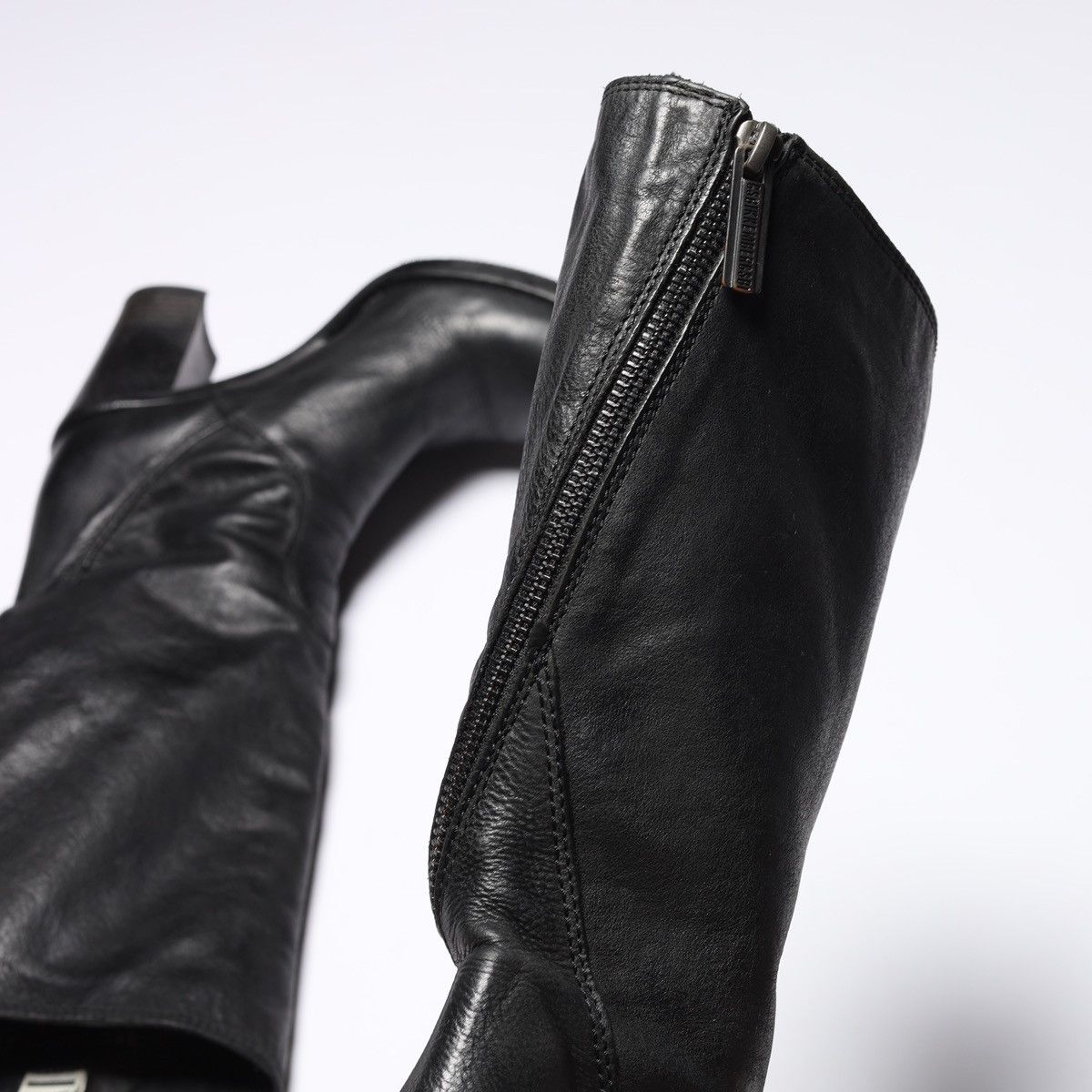 Dirk Bikkembergs Dirk Bikkembergs Thigh High Boots Leather Knee Zip Shoes Size US 7 / IT 37 - 6 Thumbnail