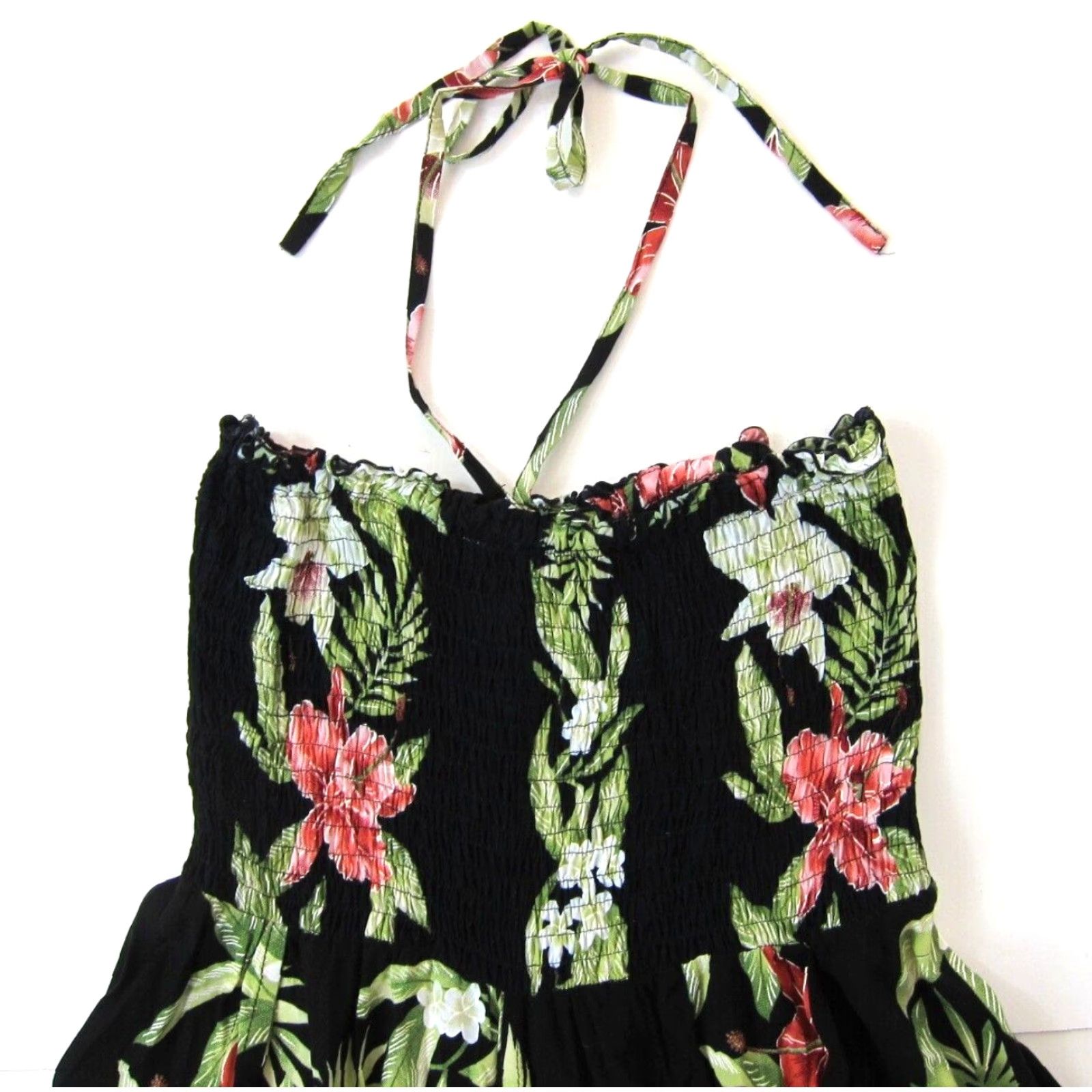 Vintage Tropical Group Hawaii Floral Halter Tank Sun Dress S-M Black Rayon Pants? Size S / US 4 / IT 40 - 5 Thumbnail