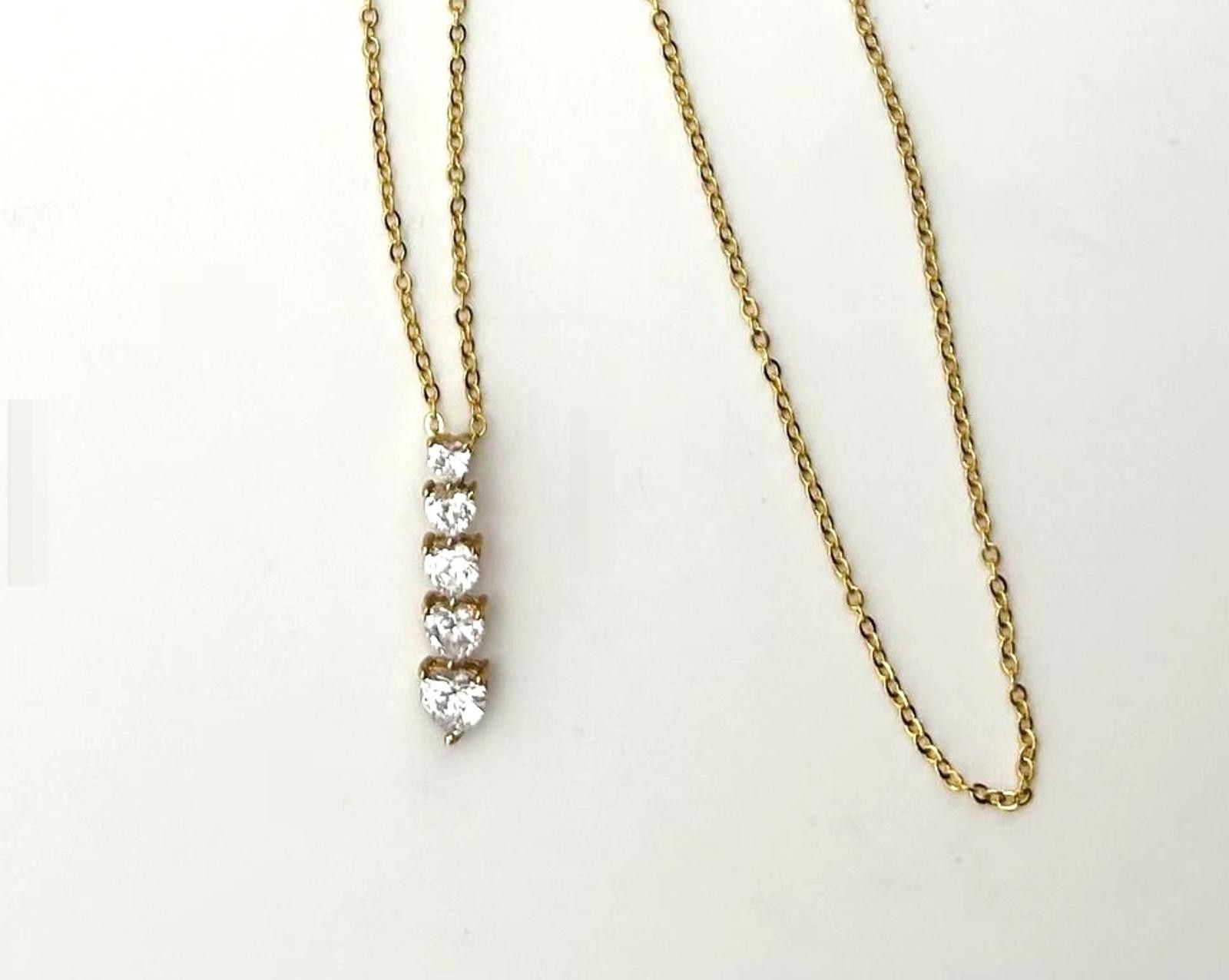 Designer Y2K Necklace Gold w CZ Drop Heart Pendant Minimalist Jewelry Size ONE SIZE - 2 Thumbnail