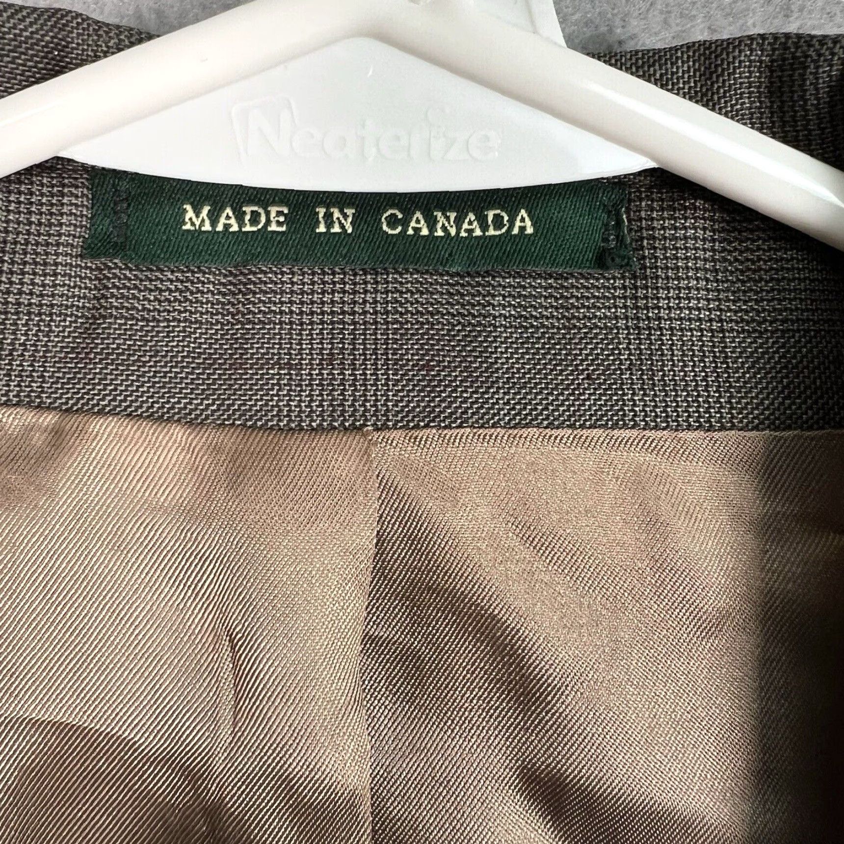 Ralph Lauren VINTAGE Lauren Ralph Lauren Wool & Cashmere Sport Coat Blazer 2 Button Single-Breasted Mens 42R Brown Houndstooth Tweed Canada 90s? Size 42R - 7 Thumbnail