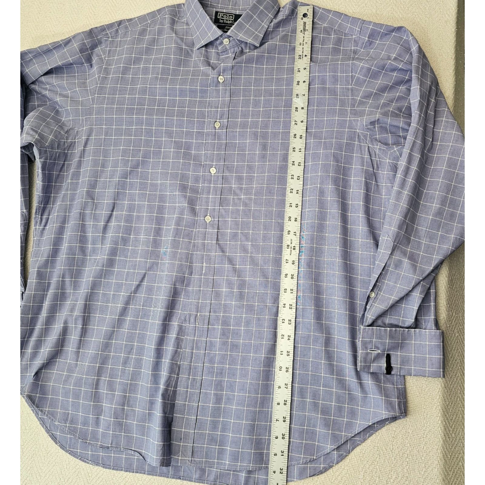 Ralph Lauren VINTAGE Ralph Lauren Polo Men's Button-Up Shirt Classic Fit Blue Checks 17.5 36 Estate Check Shirt Mens Blue Polo Ralph Lauren Size US XXL / EU 58 / 5 - 4 Thumbnail