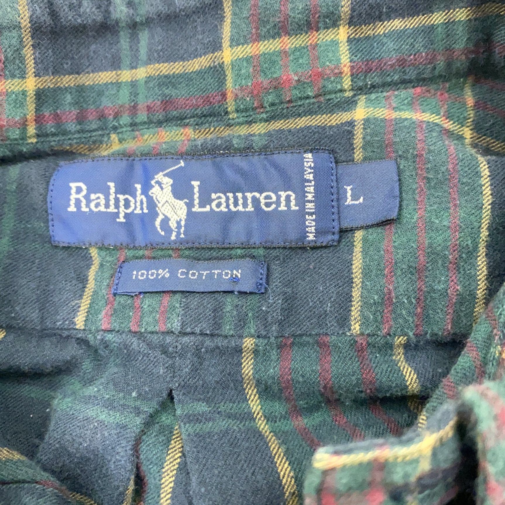 Ralph Lauren VINTAGE Ralph Lauren Shirt Mens Large Plaid Flannel Button-Down Casual Preppy Embroidered Pony Logo Green Size US L / EU 52-54 / 3 - 4 Thumbnail