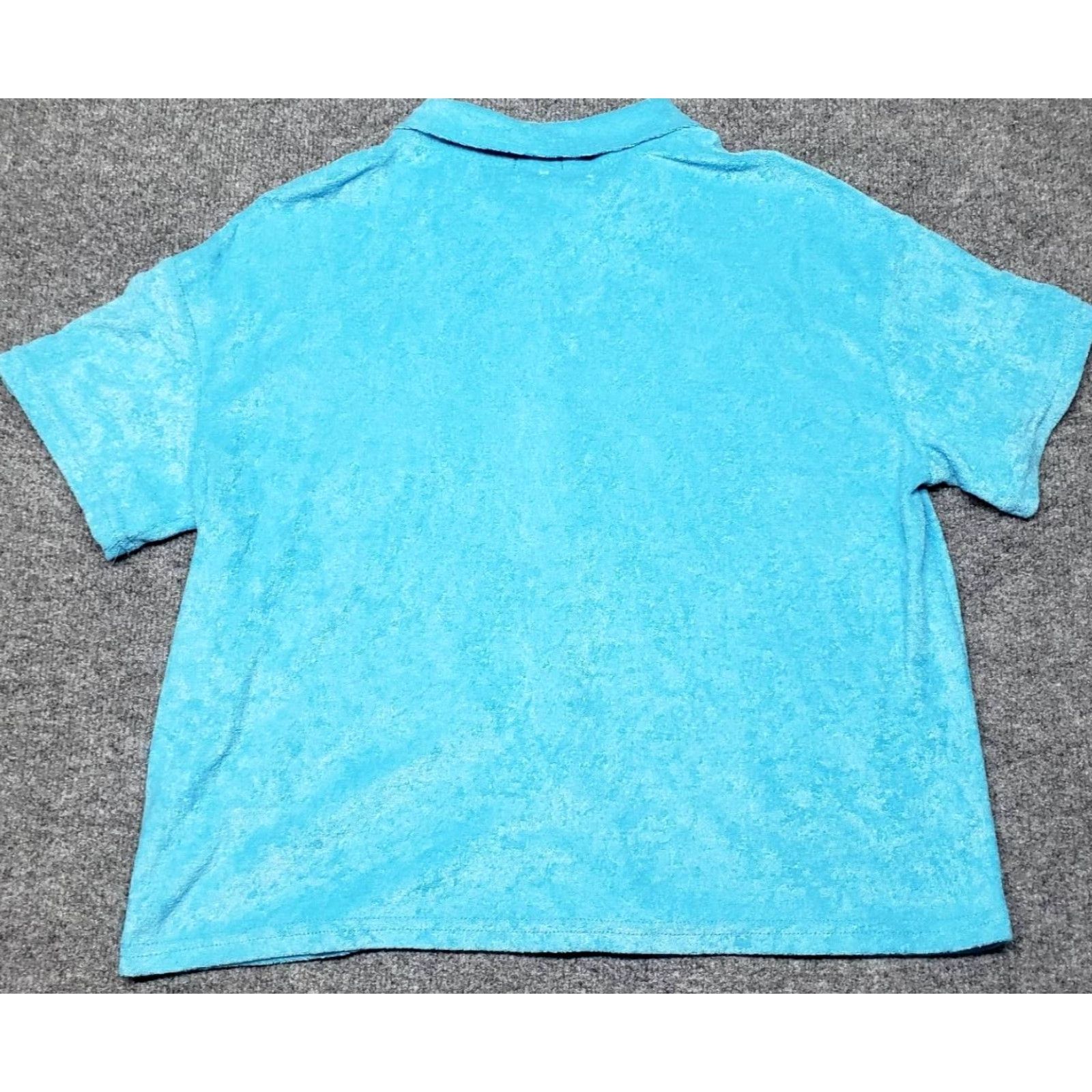 Vintage Rue21 Shirt Top Womens S Blue Terry Short Sleeve Button Up Pocket New Size S / US 4 / IT 40 - 7 Thumbnail
