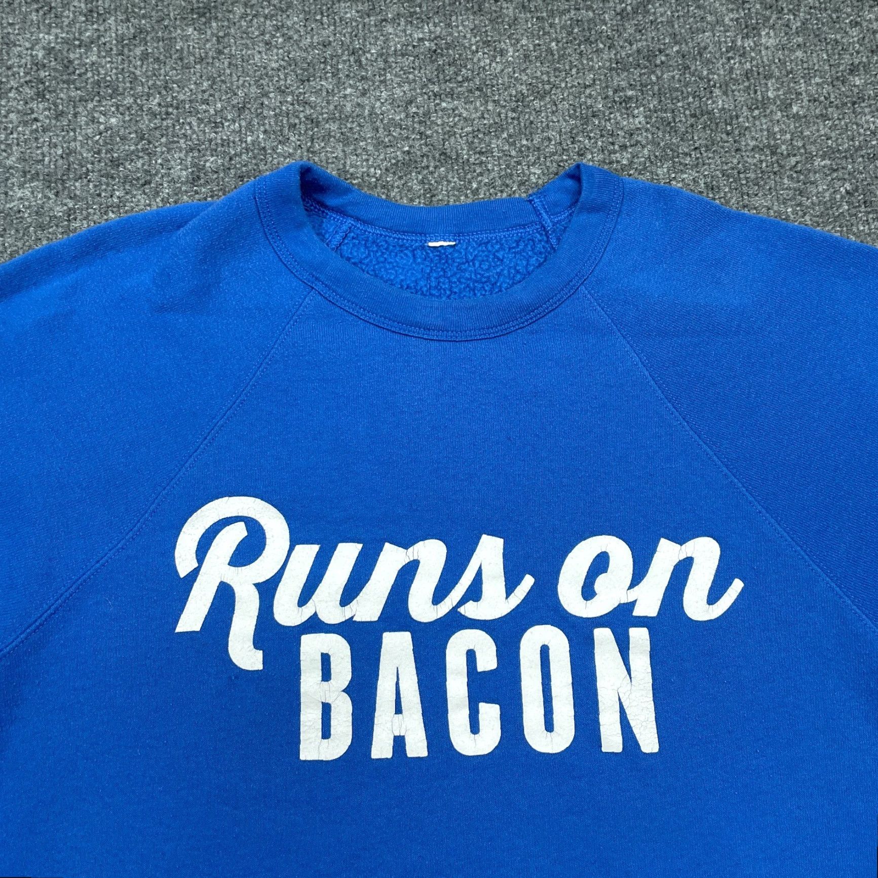 Vintage VINTAGE Bacon Sweatshirt Mens Large Blue Pullover Joke Comedy Meat Adult 90s Size US L / EU 52-54 / 3 - 2 Thumbnail