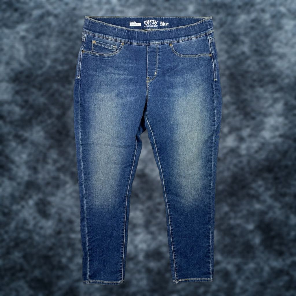 Levi's Levis Signature Jeans Womens 16S Shaping Pull On Super Skinny Stretch Blue Denim Casual Jeans 16 short Womens Levi's Signature Jeans Size 38" / US 16 / IT 52 - 1 Thumbnail