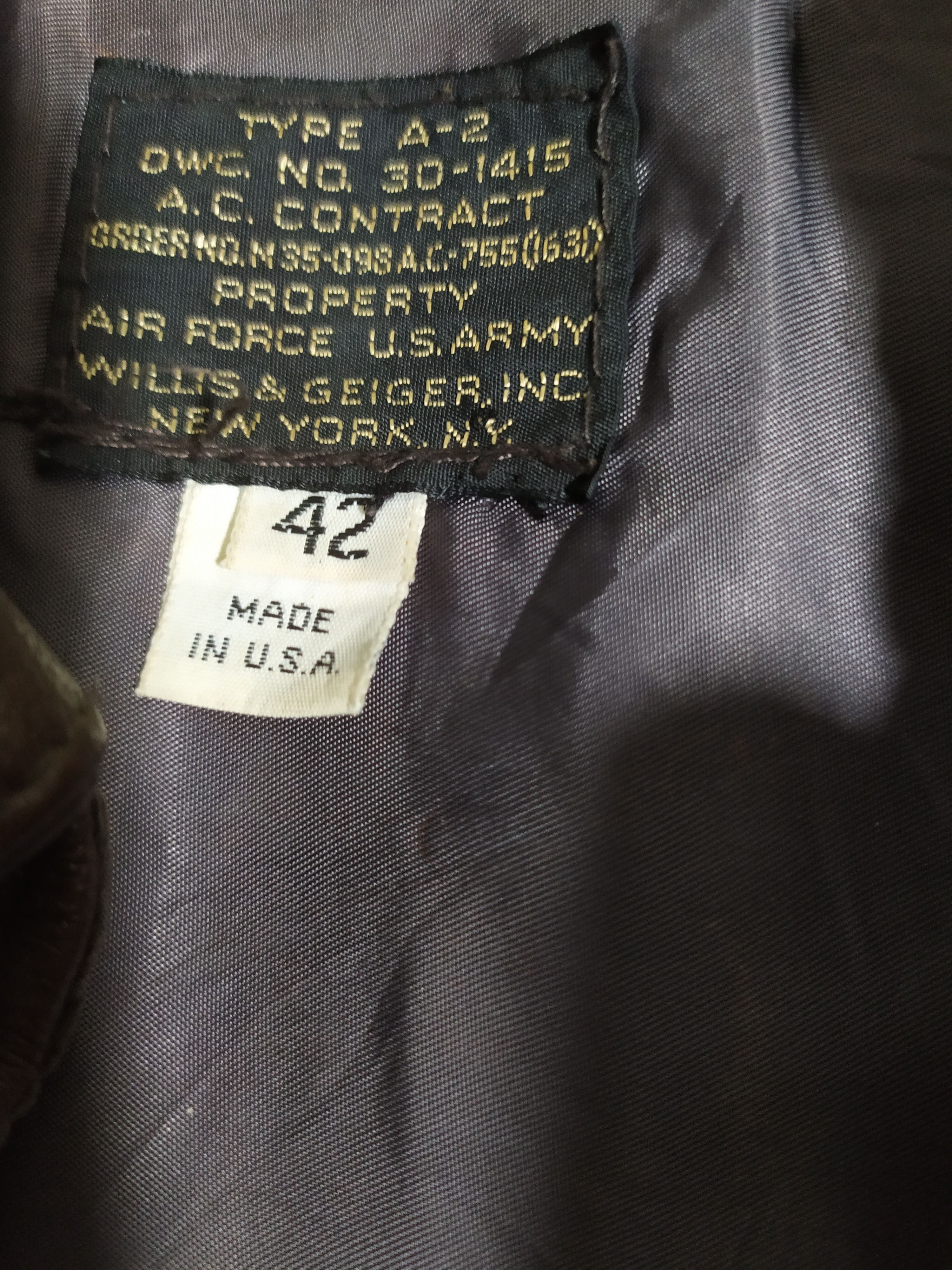 Willis & Geiger WILLIS AND GEIGER INC TYPE A2 LEATHER FLIGHT JACKET Size US L / EU 52-54 / 3 - 2 Thumbnail
