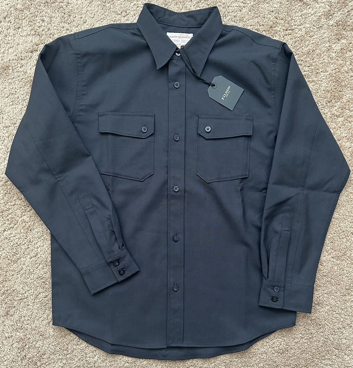 Image of Filson Worsted Wool Guide Shirt in Navy, Men's (Size 2XL)