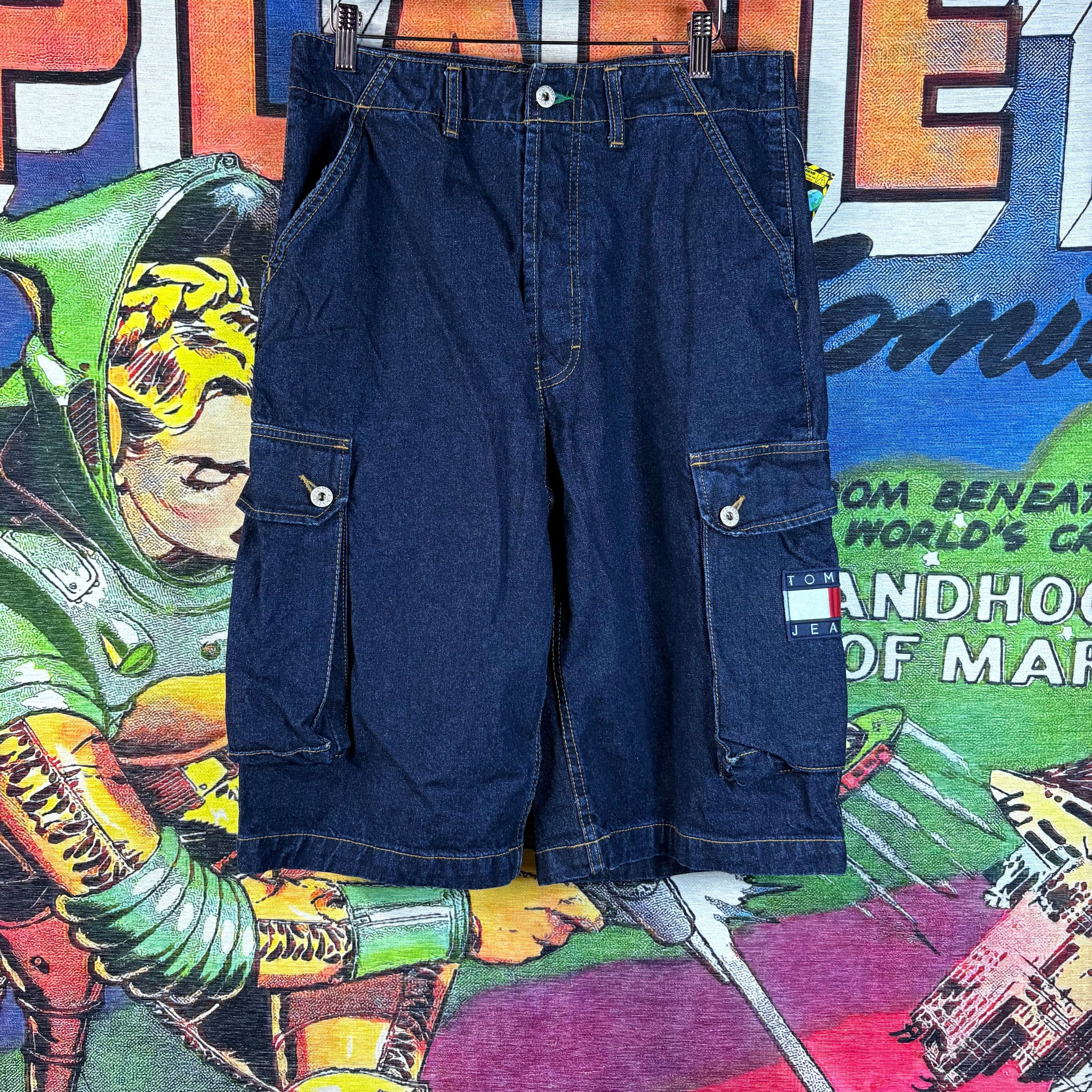 Tommy Hilfiger Vintage 90s Tommy Jeans Denim Cargo Shorts Size 32" Size US 32 / EU 48 - 1 Thumbnail