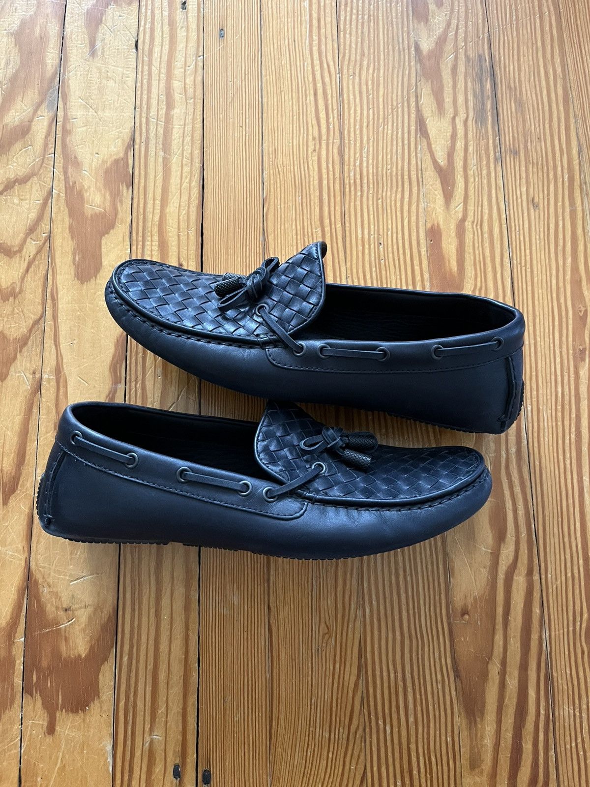 Bottega Veneta Bottega Veneta Intrecciato Woven Boat Driving Loafer Navy Size US 8.5 / EU 41-42 - 1 Thumbnail
