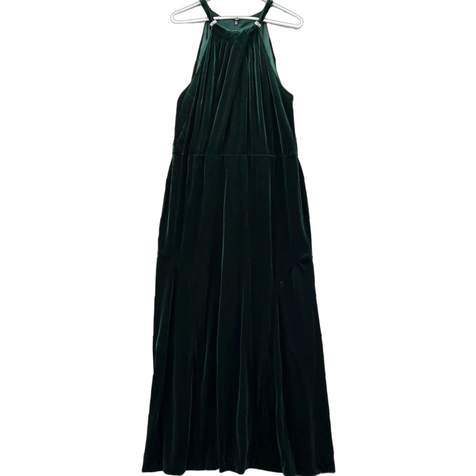 Ralph Lauren VINTAGE? No — Lauren Ralph Lauren Dress Women 8 Green Long Velvet Halter Gown Deep Pine Dress Sleeveless Halter A-Line Formal Party Wedding Size M / US 6-8 / IT 42-44 - 1 Thumbnail