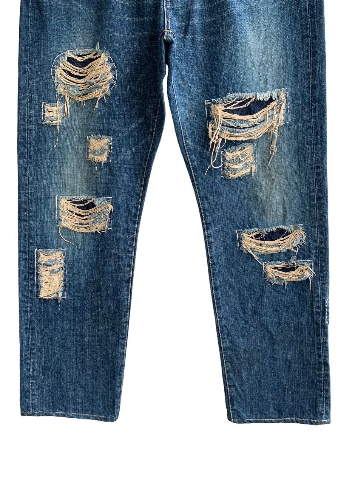 FOB Factory Vintage FOB Factory Torn Patch Jeans Distressed Size US 33 - 4 Thumbnail