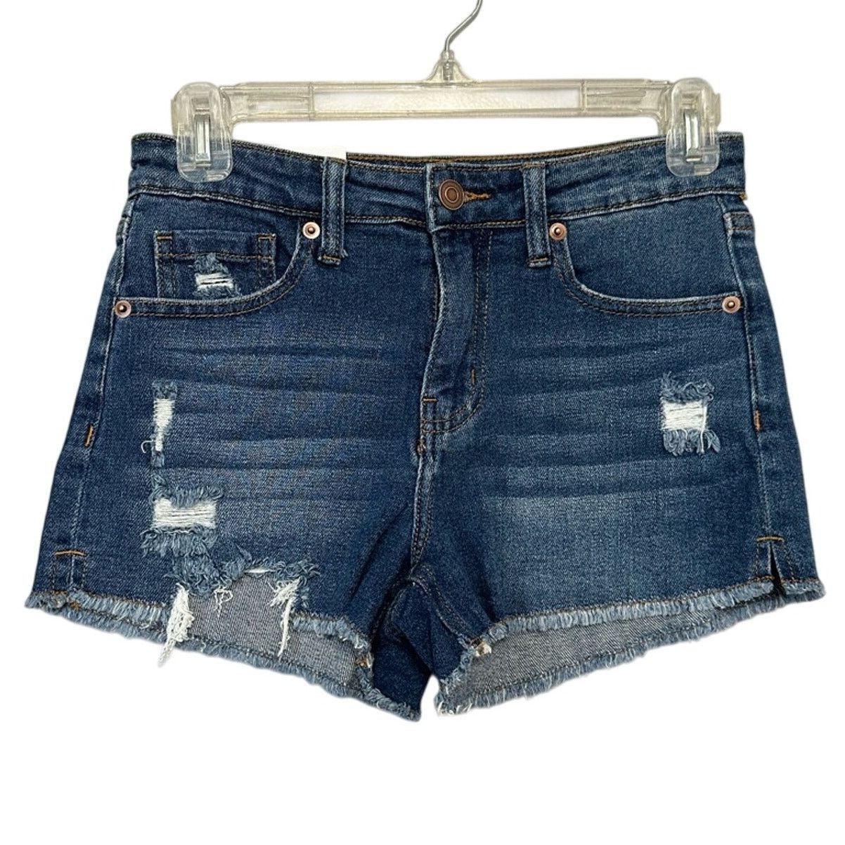 BP. BP Cut-Off Shorts Blue Distressed Frayed Dark Wash 25 New Size 25" / US 0 / IT 36 - 1 Thumbnail