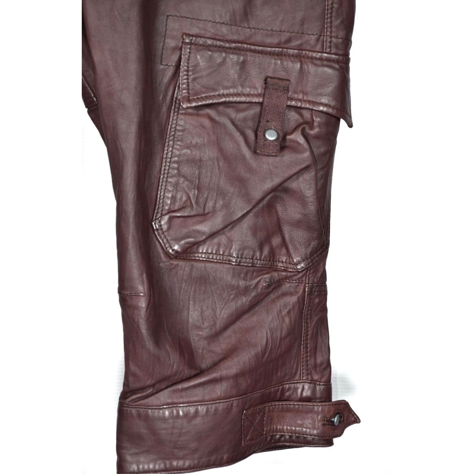 Vintage RAER Leather Pants Women's size 31 Brown 3/4 Modern Classic Casual Pants - 100% Genuine Leather Size 24" / US 00 / IT 34 - 7 Thumbnail