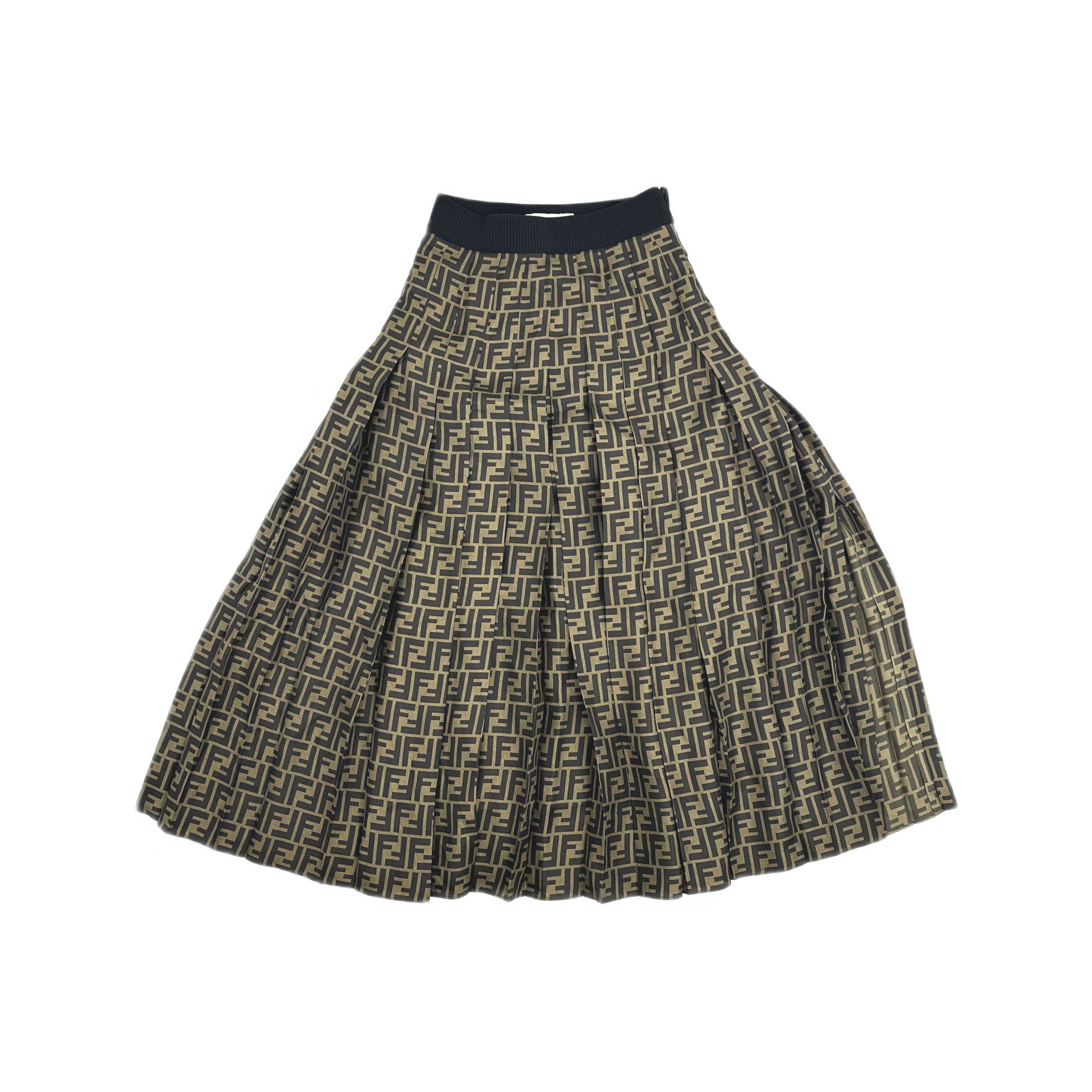 Fendi Fendi FF Logo Print Silk Midi Skirt Size IT 38 Size 26" / US 2 / IT 38 - 1 Thumbnail