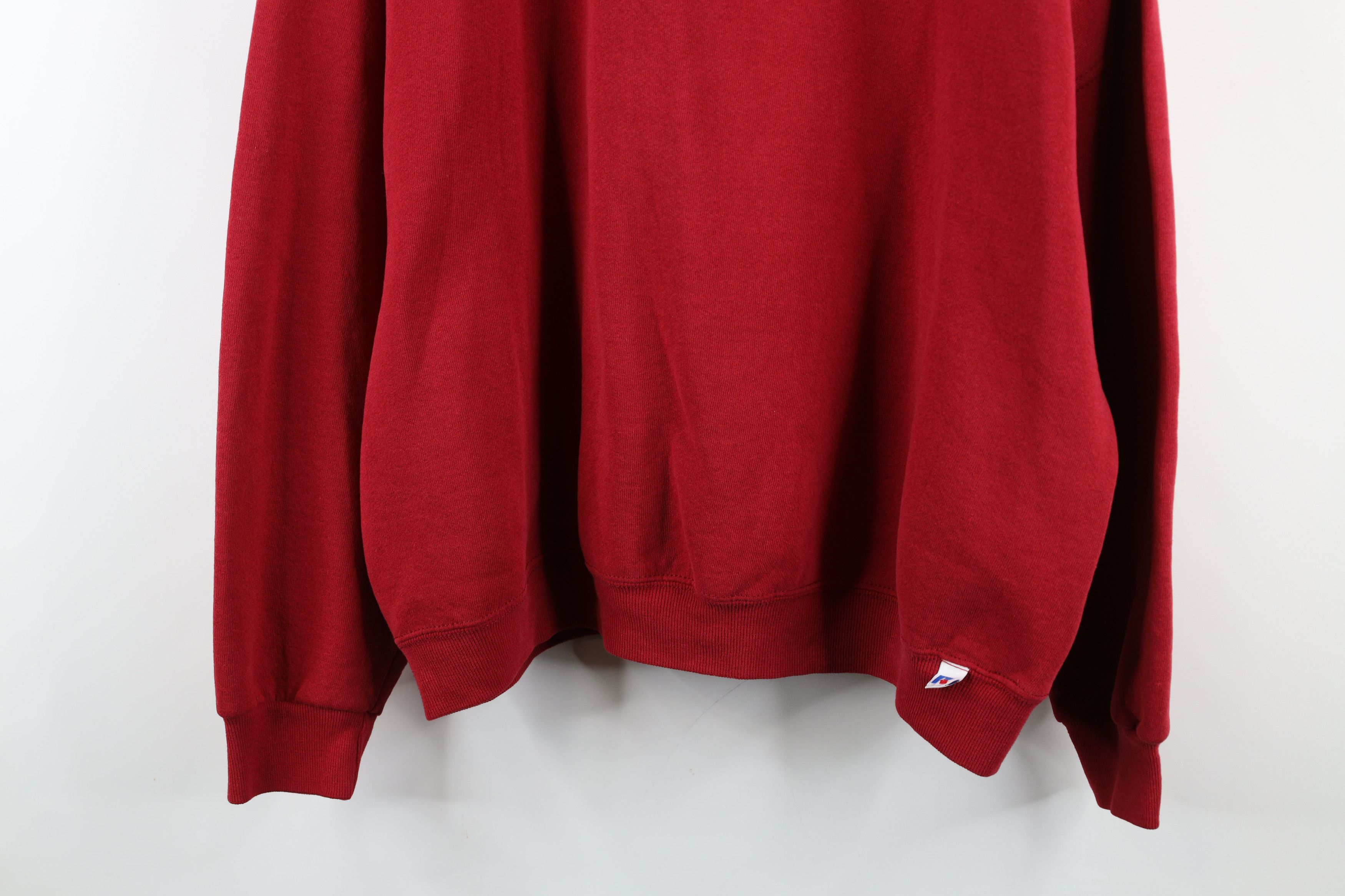 Russell Athletic × Vintage Vintage 90s Russell Athletic Blank Crewneck Sweatshirt Red Size US XXL / EU 58 / 5 - 3 Thumbnail