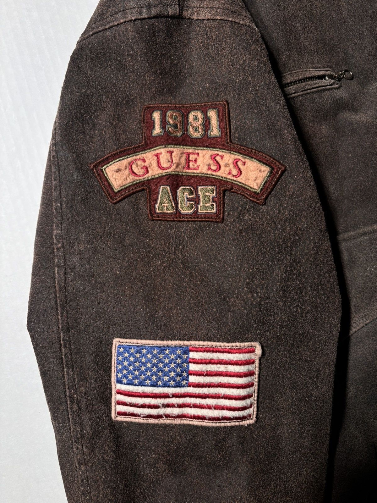 Guess Air Command Military Flight G-1 Leather Bomber Jacket