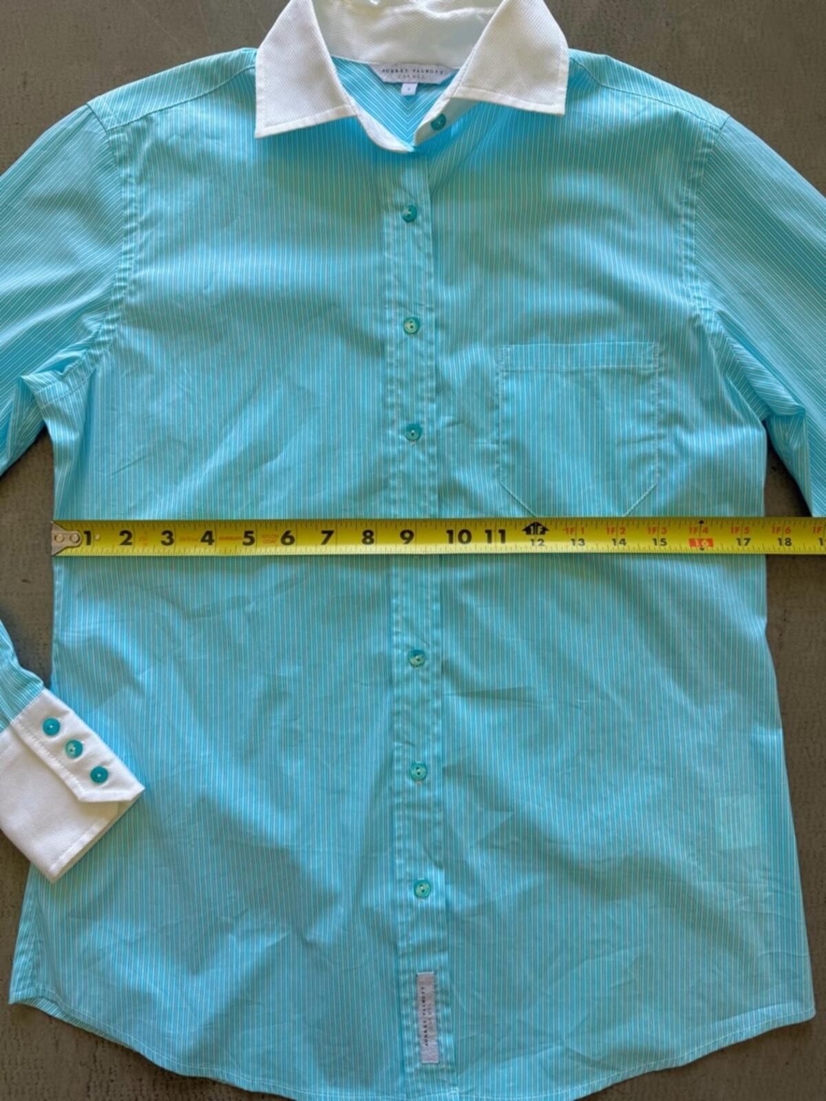 Robert Talbott Audrey Talbott / Striped Button Down Shirt / Blue White Size XS / US 0-2 / IT 36-38 - 7 Thumbnail