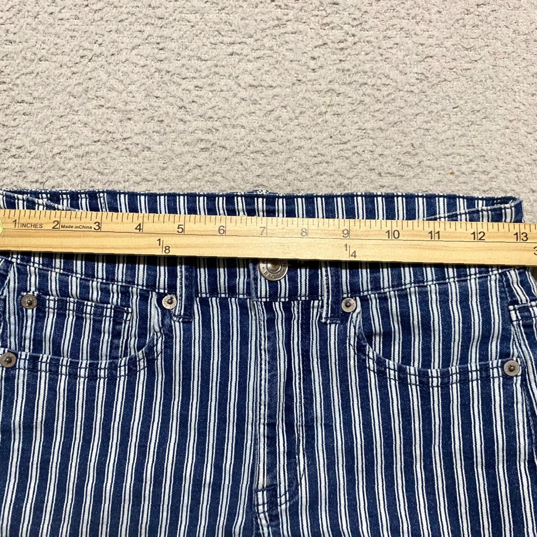 American Eagle Outfitters American Eagle Outfitters Shorts Denim 2 Blue Striped High Rise 2 in Inseam Womens Regular Size 2 Cotton Polyester Spandex 5-Pocket Size 26" / US 2 / IT 38 - 7 Thumbnail
