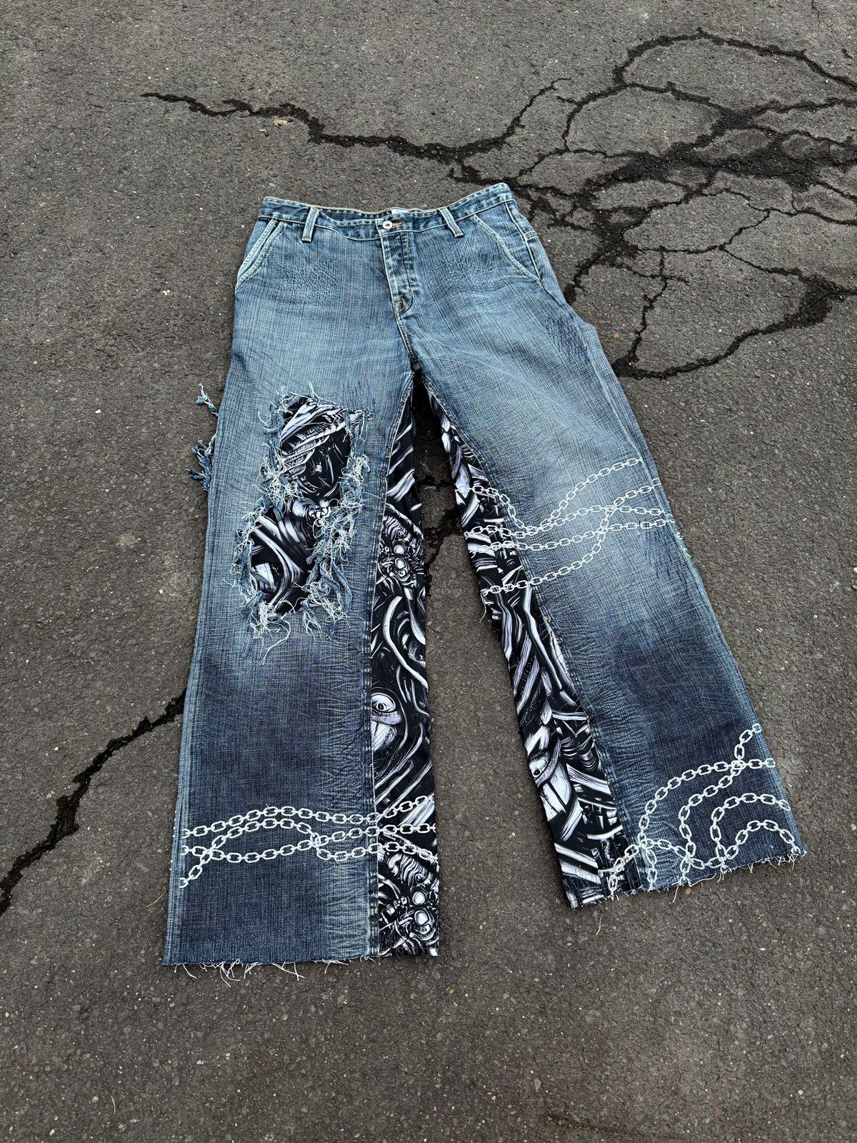 Japanese Brand × Vintage Hellraiser streetwear baggy widelag Flared Custom Vintage Size US 33 - 2 Thumbnail