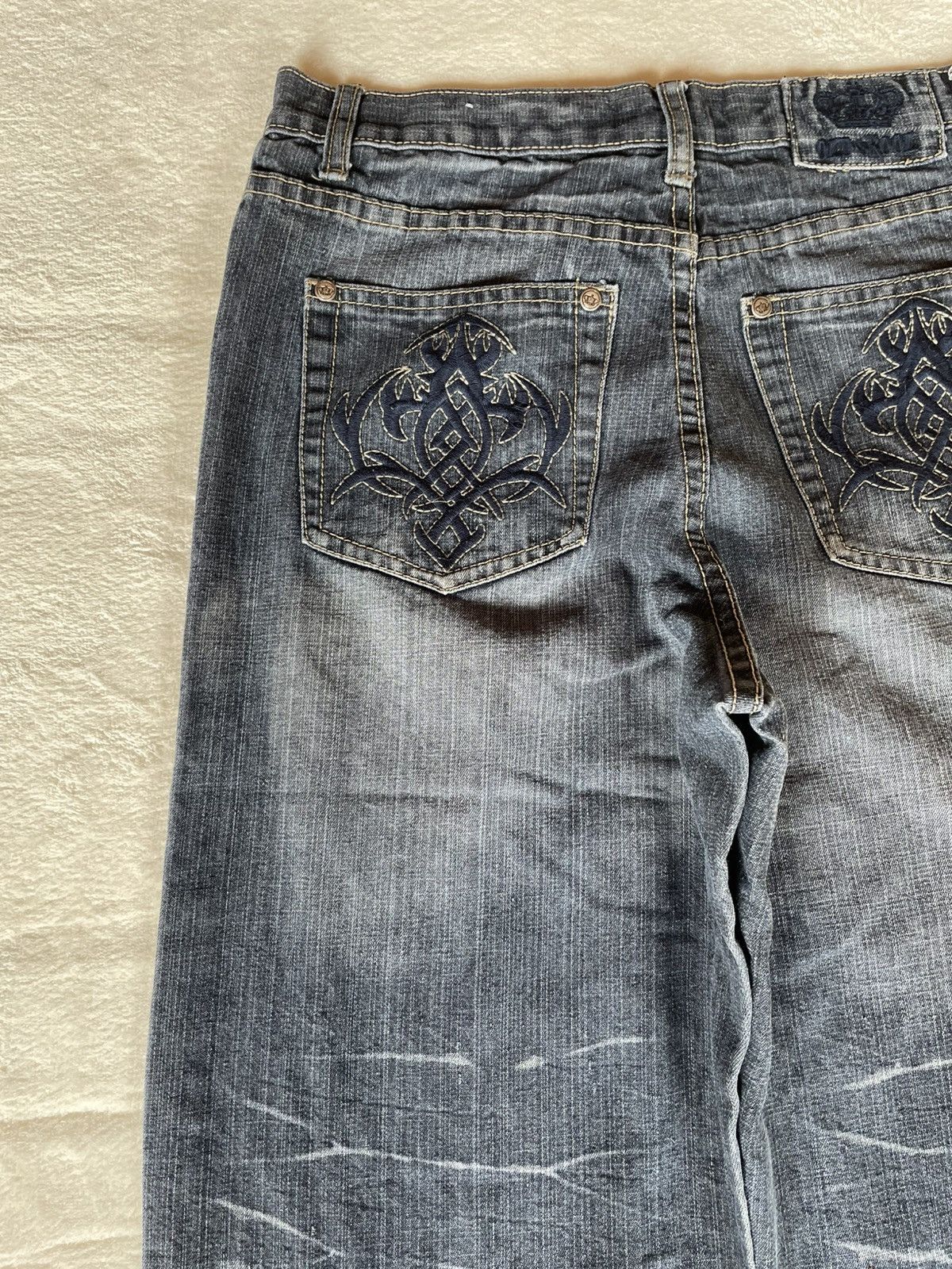Japanese Brand Vintage Oldsrool Faded Baggy Dark Blue Jeans Size US 30 / EU 46 - 11 Thumbnail