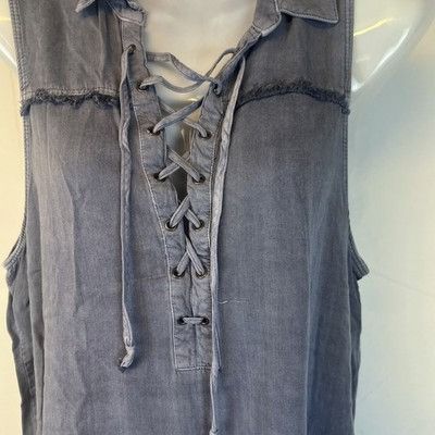 Rock & Republic Rock & Republic Sleeveless Shirt Blouse Size S Lace Up Neck Size S / US 4 / IT 40 - 4 Thumbnail