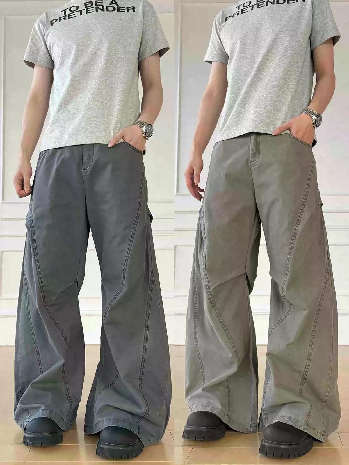 Other Gray Wide Leg Cargo Pants, Baggy Casual Trousers Size US 32 / EU 48 - 5 Thumbnail